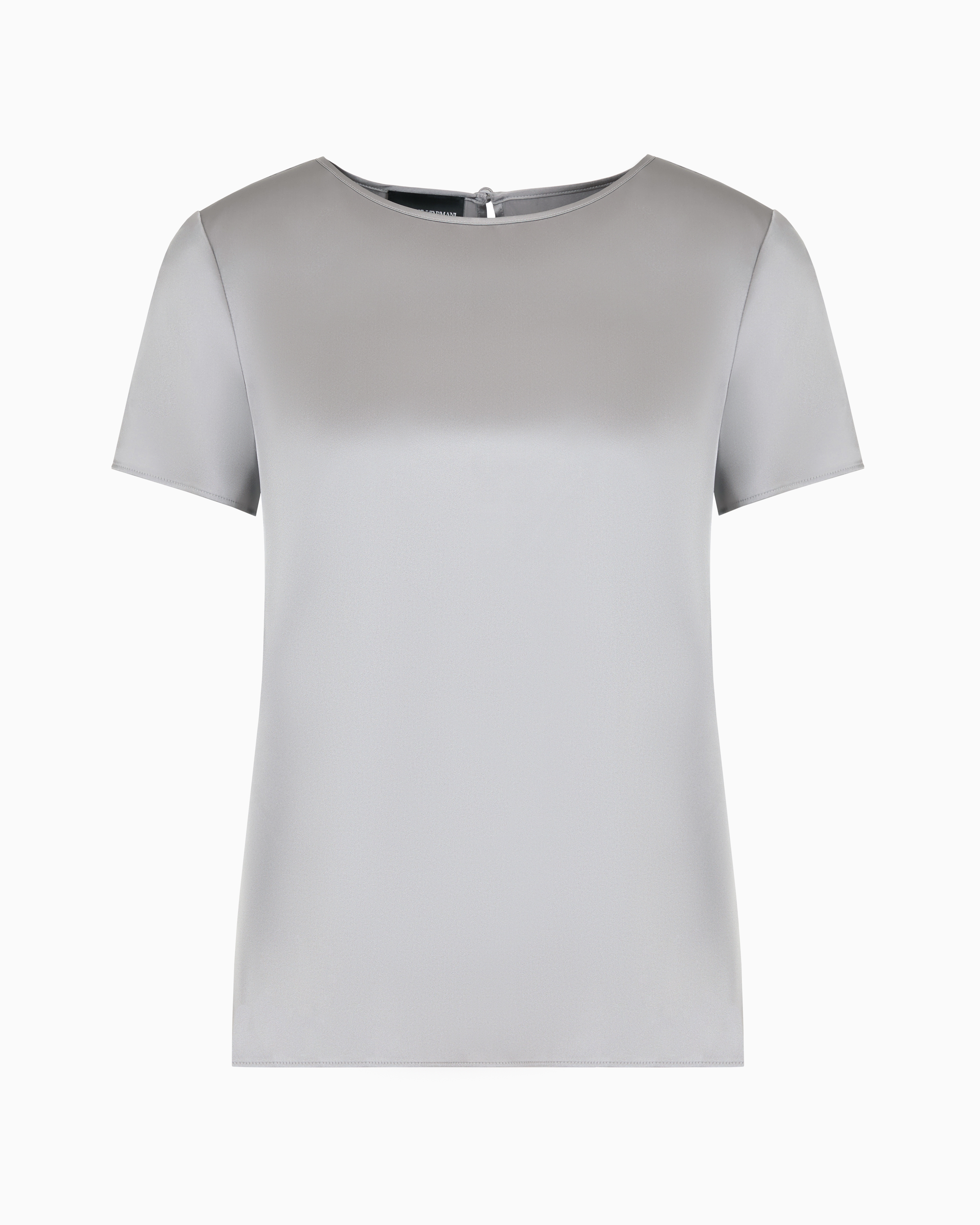 Emporio Armani Official Store Silk Satin Blouse In Light Gray