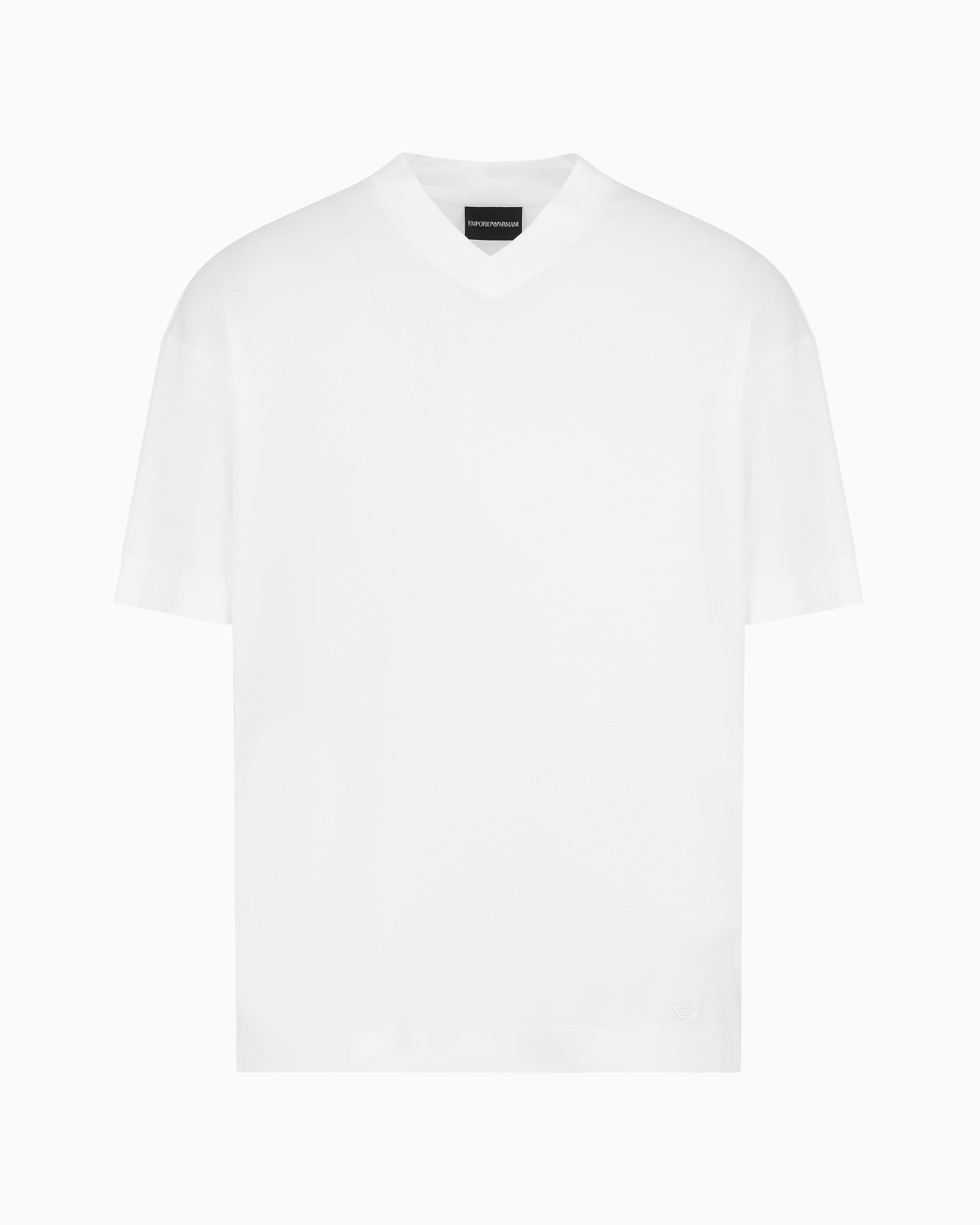 Emporio Armani Official Store Asv T-shirt Mit V-ausschnitt Aus Lyocell-mischjersey In Weiss