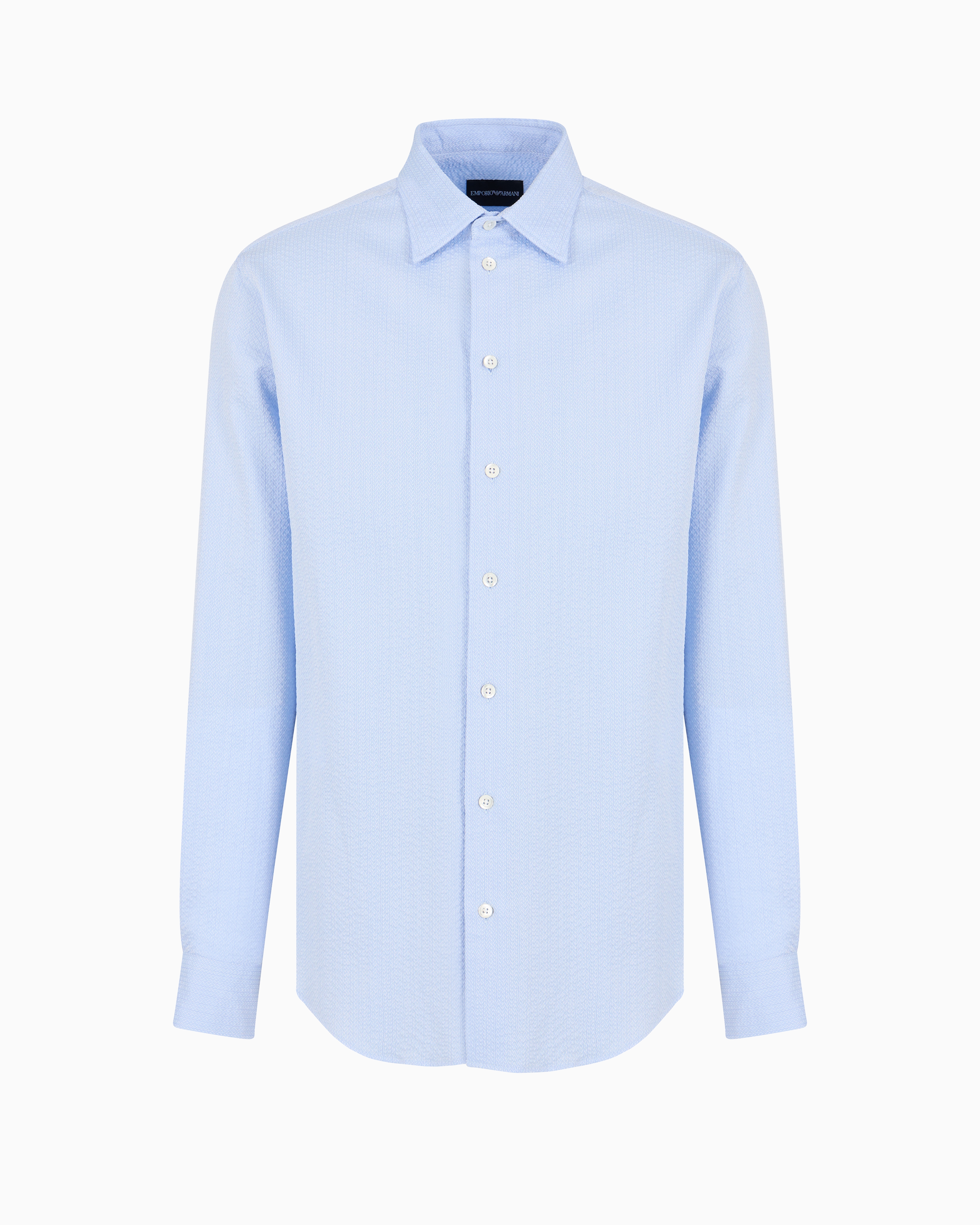 Emporio Armani Official Store Chemise En Coton Effet Seersucker In Blue