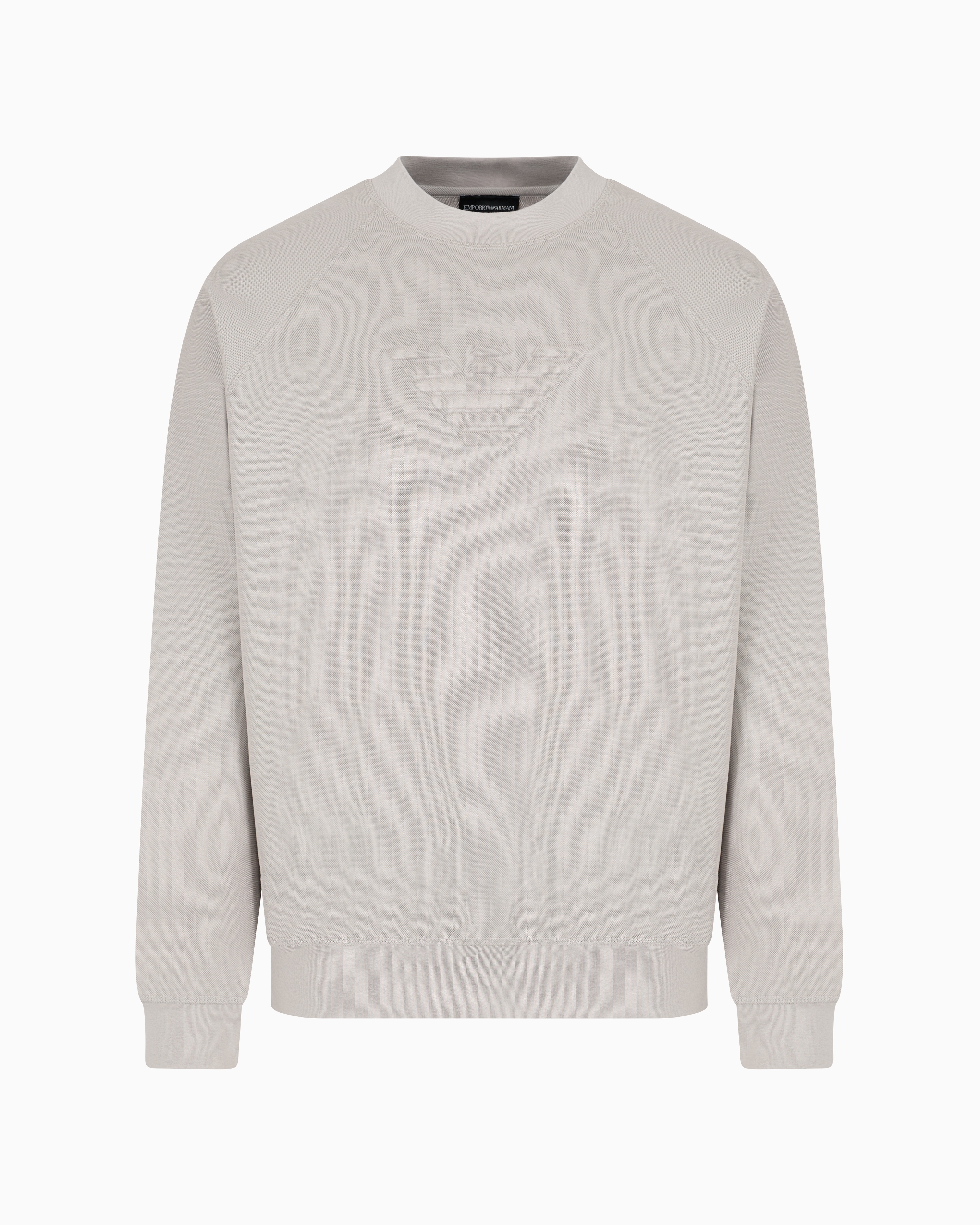 EMPORIO ARMANI PIQUÉ JERSEY SWEATSHIRT WITH EMBOSSED DOMED EAGLE 