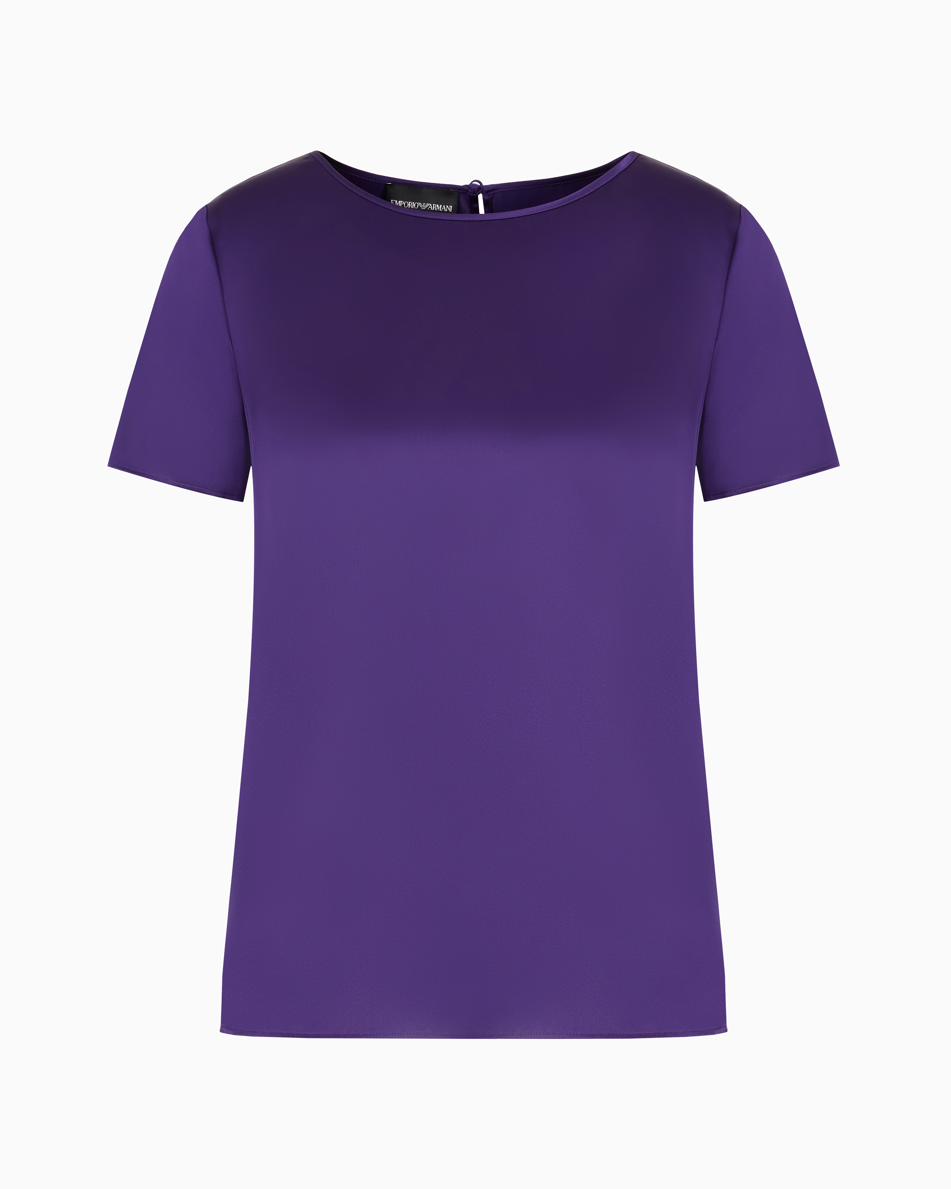 Shop Emporio Armani Short-sleeved Silk Satin Blouse In Purple