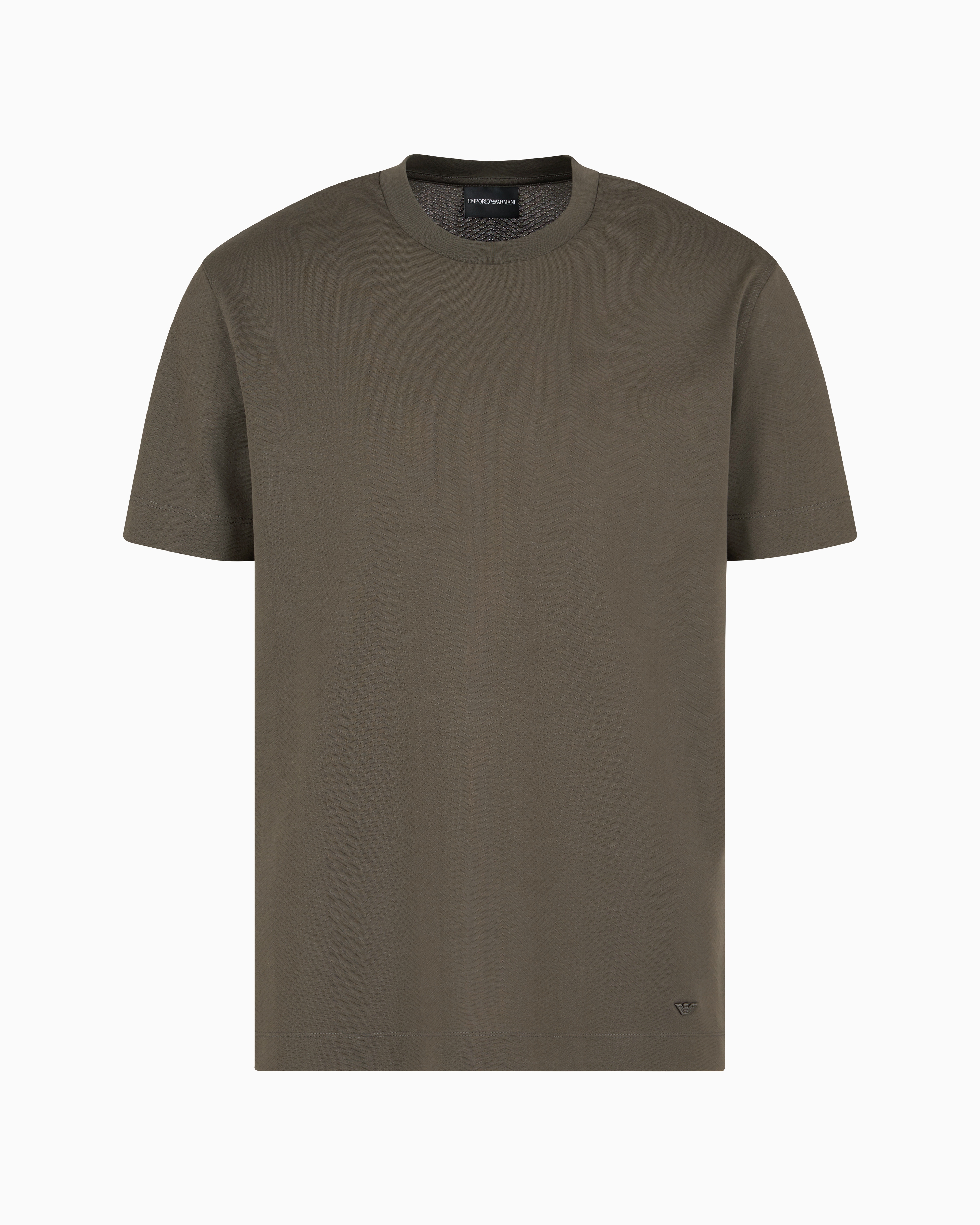 Emporio Armani Official Store 3d-effect Asv Embossed Jacquard Jersey T-shirt In Military Green