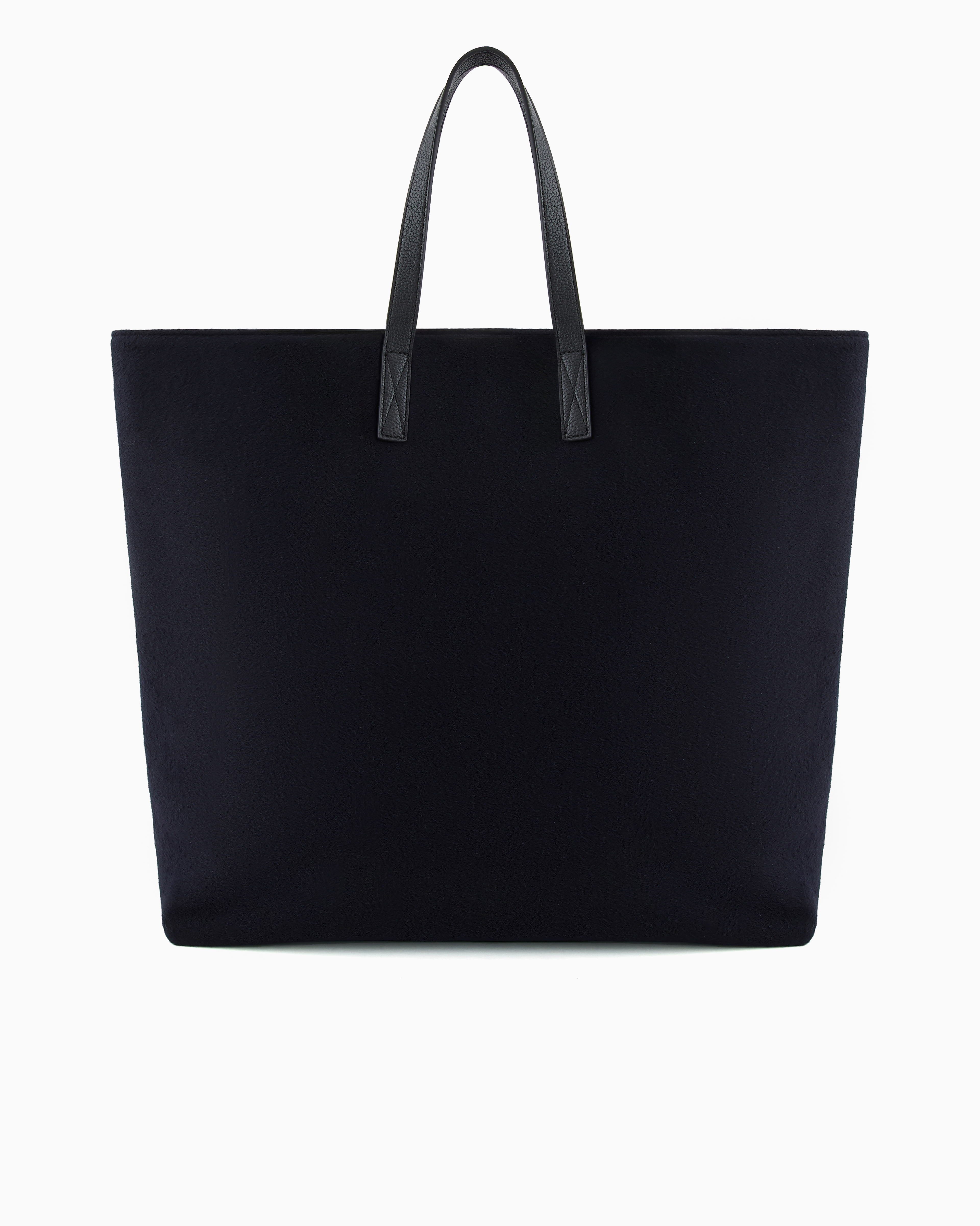 Shop Emporio Armani Wool Cloth Tote Bag In Black