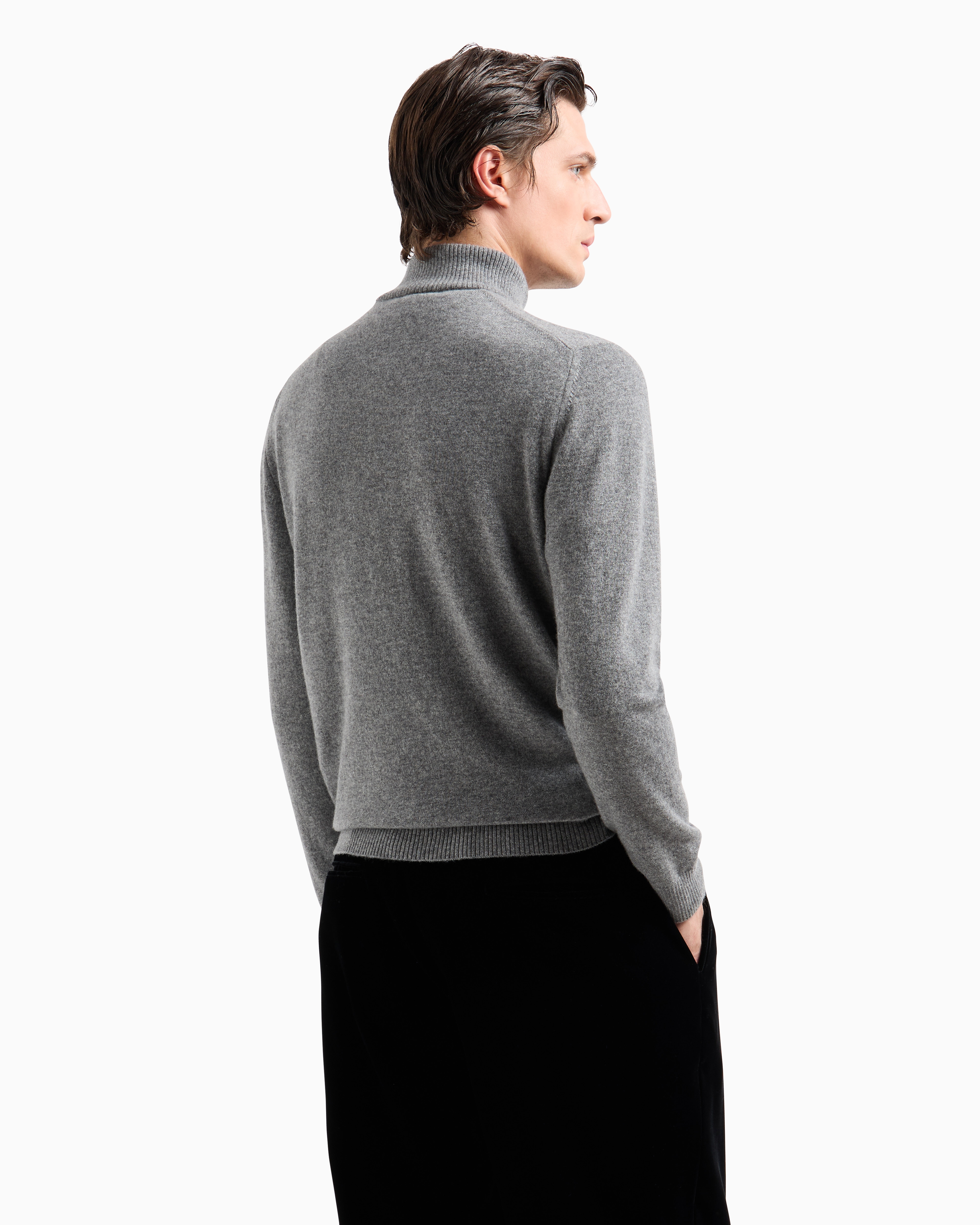 Giorgio Armani Cashmere Mock-neck Jumper In Grey