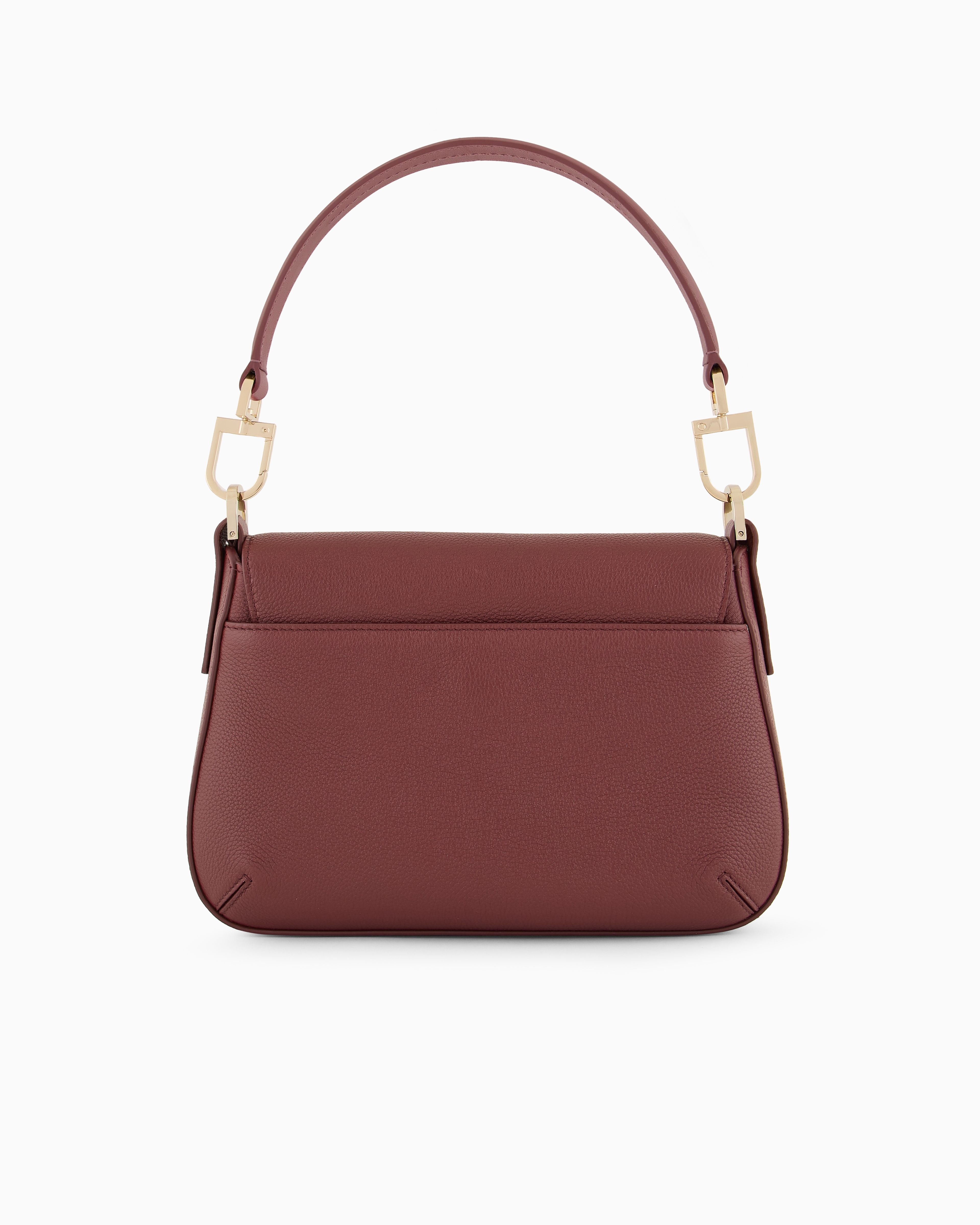 Giorgio Armani Official Store Asv Small La Prima Soft Pebbled Leather Handbag In Bordeaux