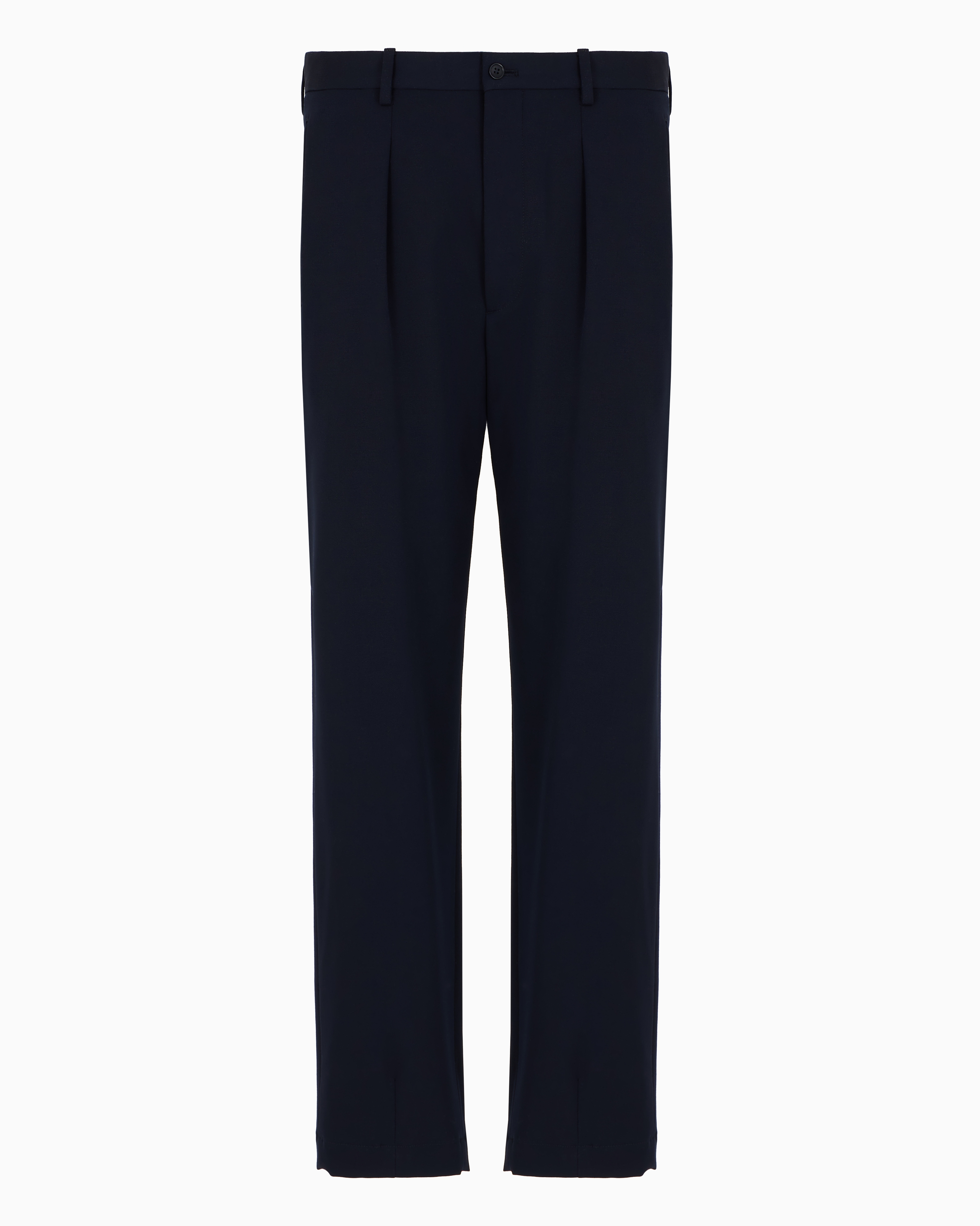 Giorgio Armani Official Store Single-pleat Stretch Virgin Wool Trousers In Blue