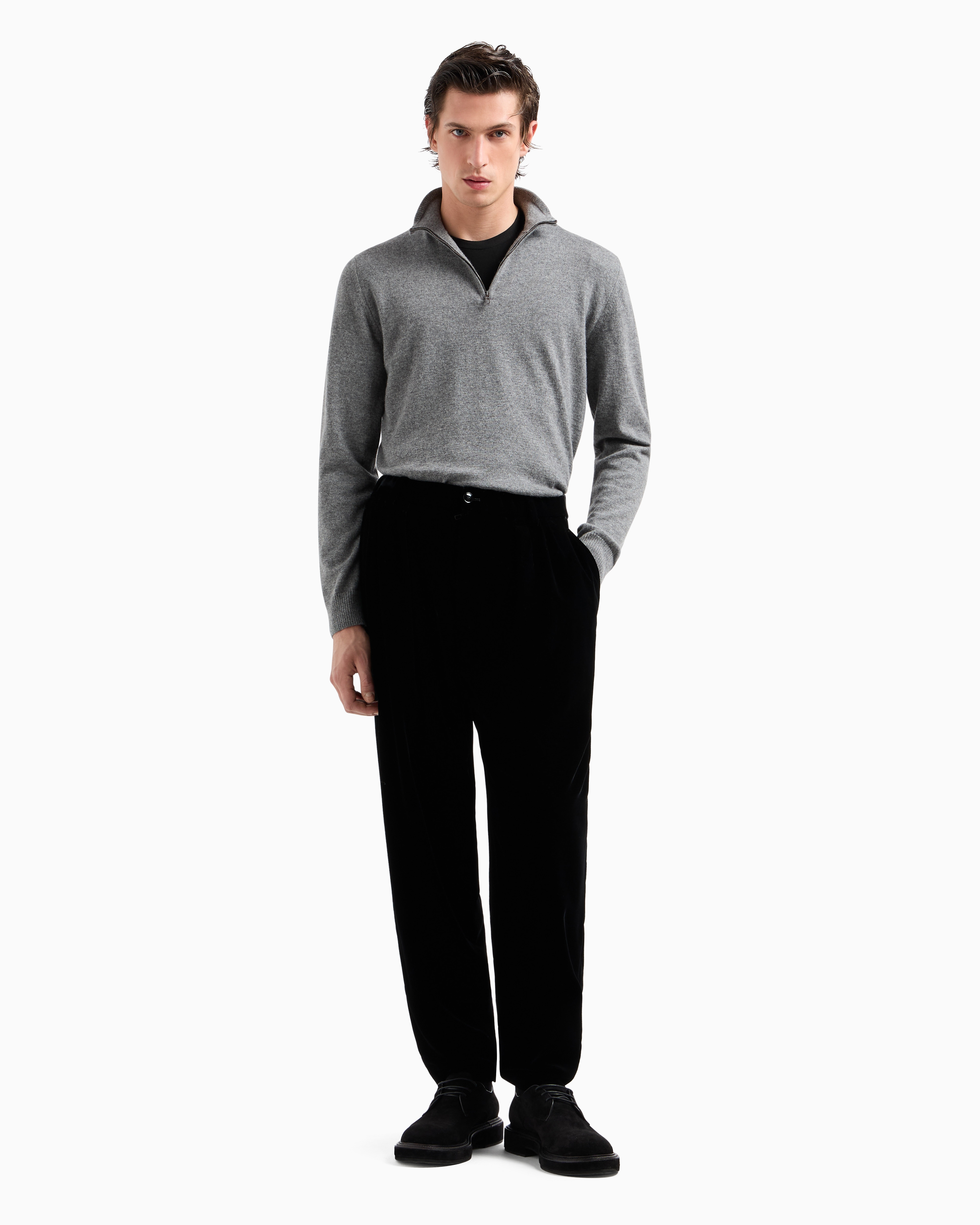 Giorgio Armani Cashmere Mock-neck Jumper In Grey
