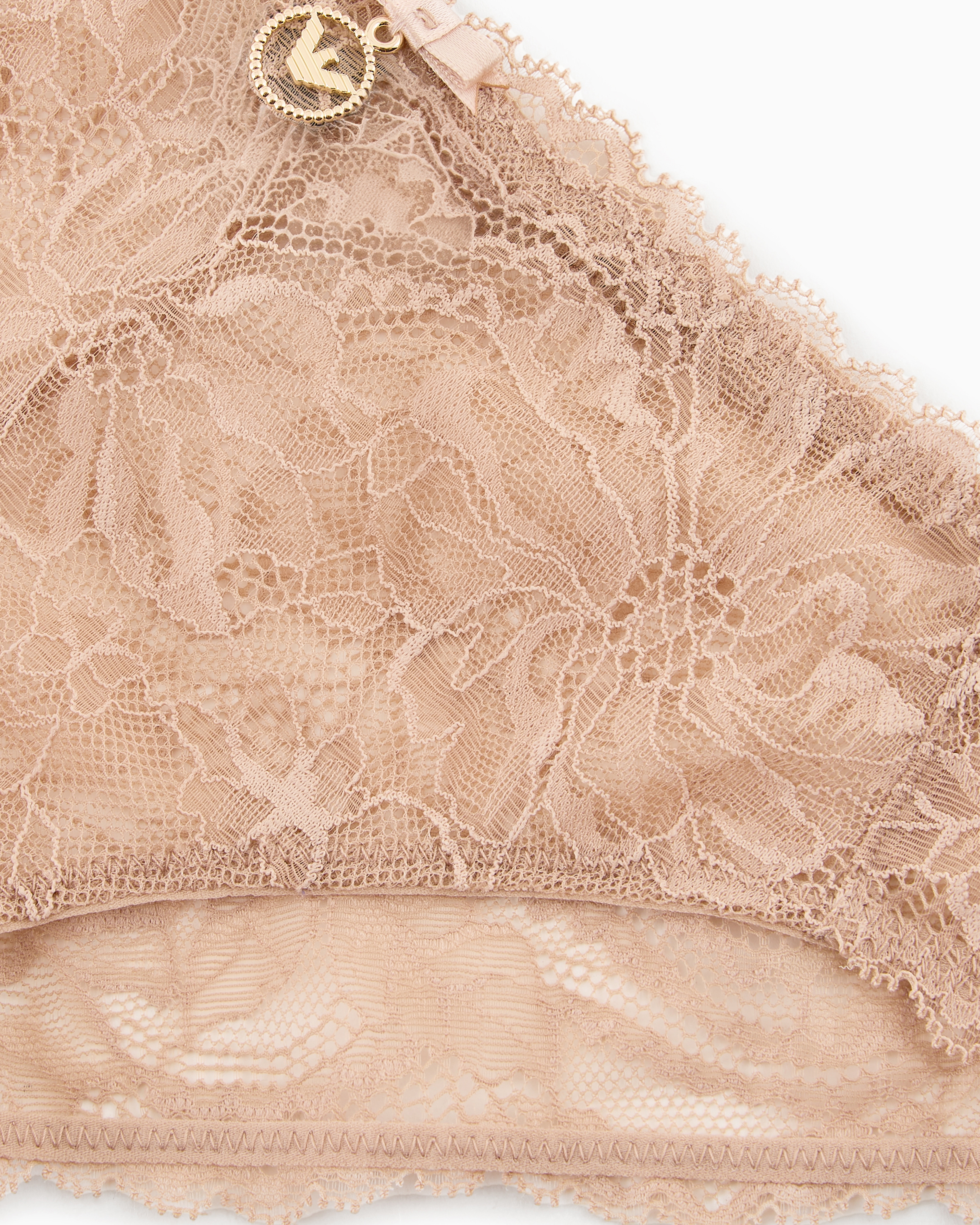 Shop Emporio Armani Asv Slip Aus Recycelter Spitze Eternal Lace In Beige