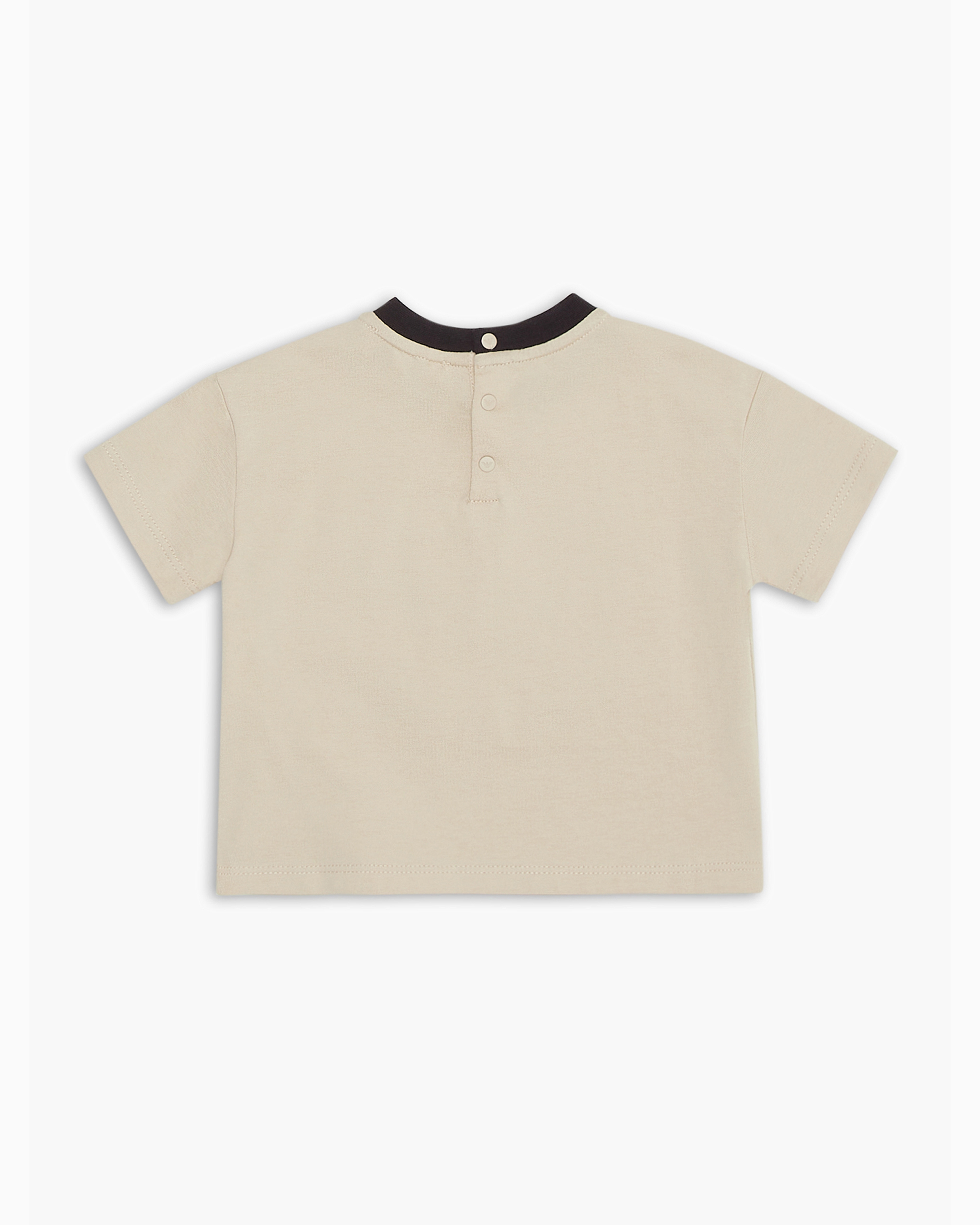 Shop Emporio Armani Asv Jersey T-shirt With Oversized Logo Embroidery In Beige