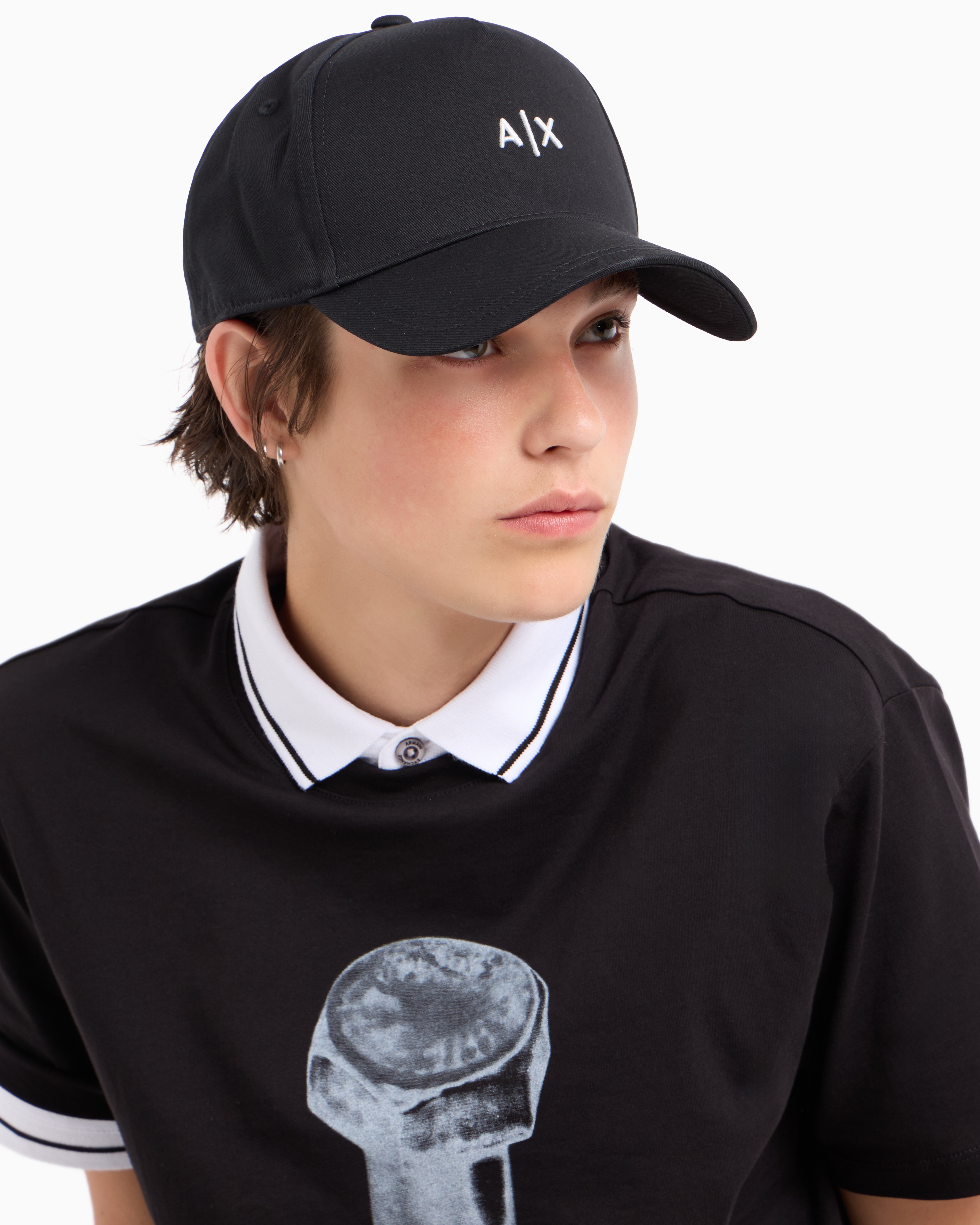 Shop Armani Exchange Visor Cap With Logo In Two-tone