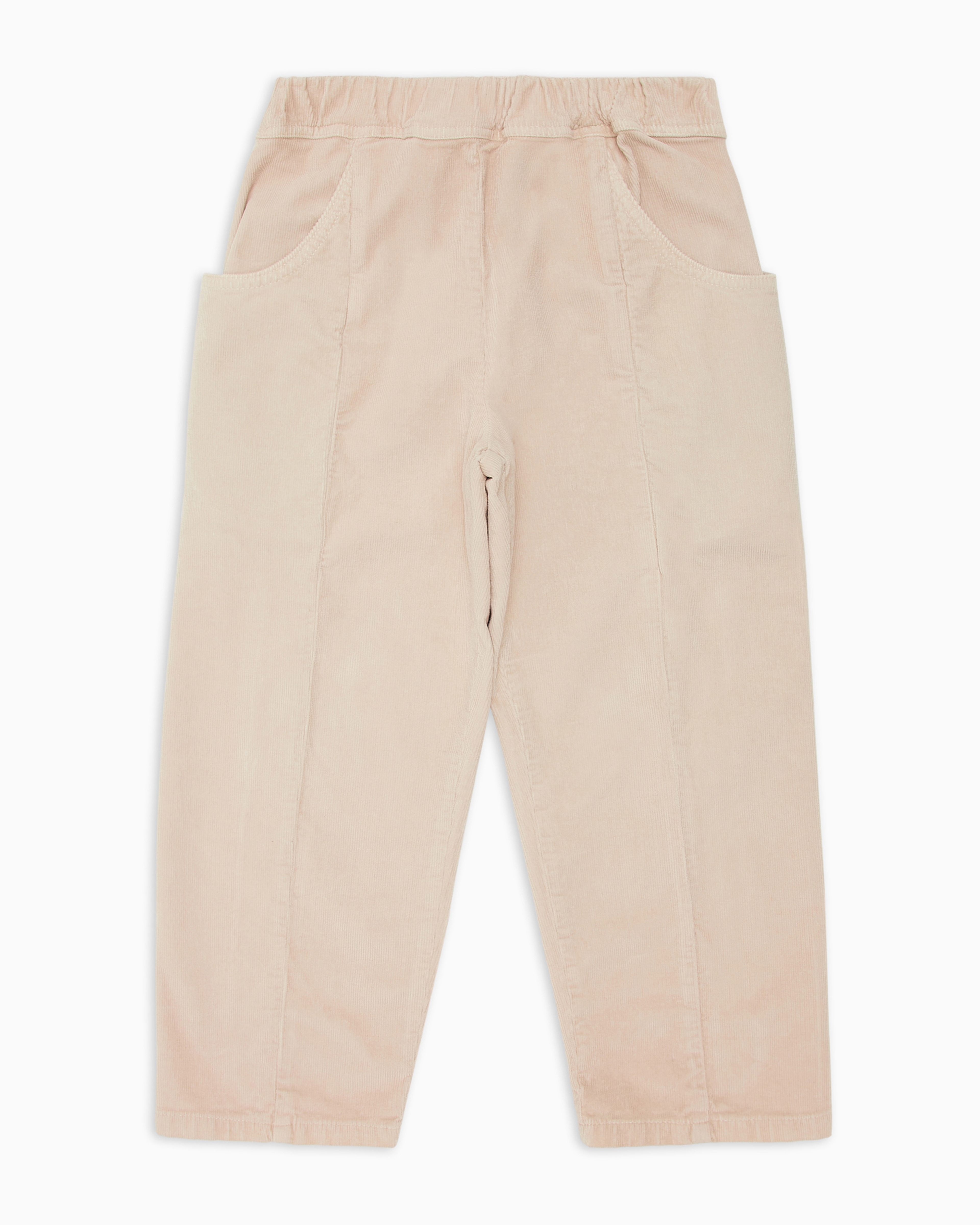 Shop Emporio Armani Corduroy Trousers With Elasticated Waist In Beige