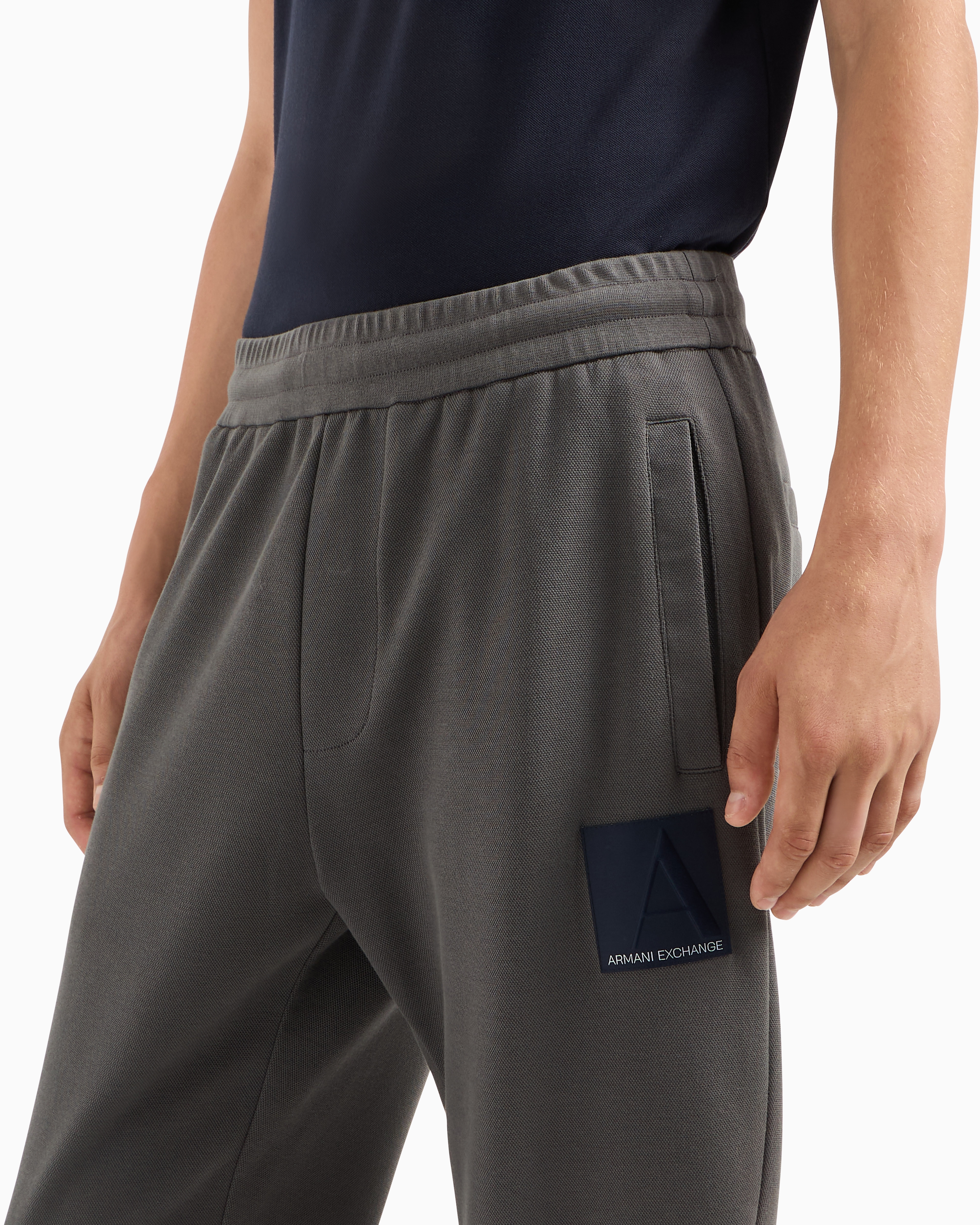 Shop Armani Exchange Trousers In Flowing Fabric In Grey