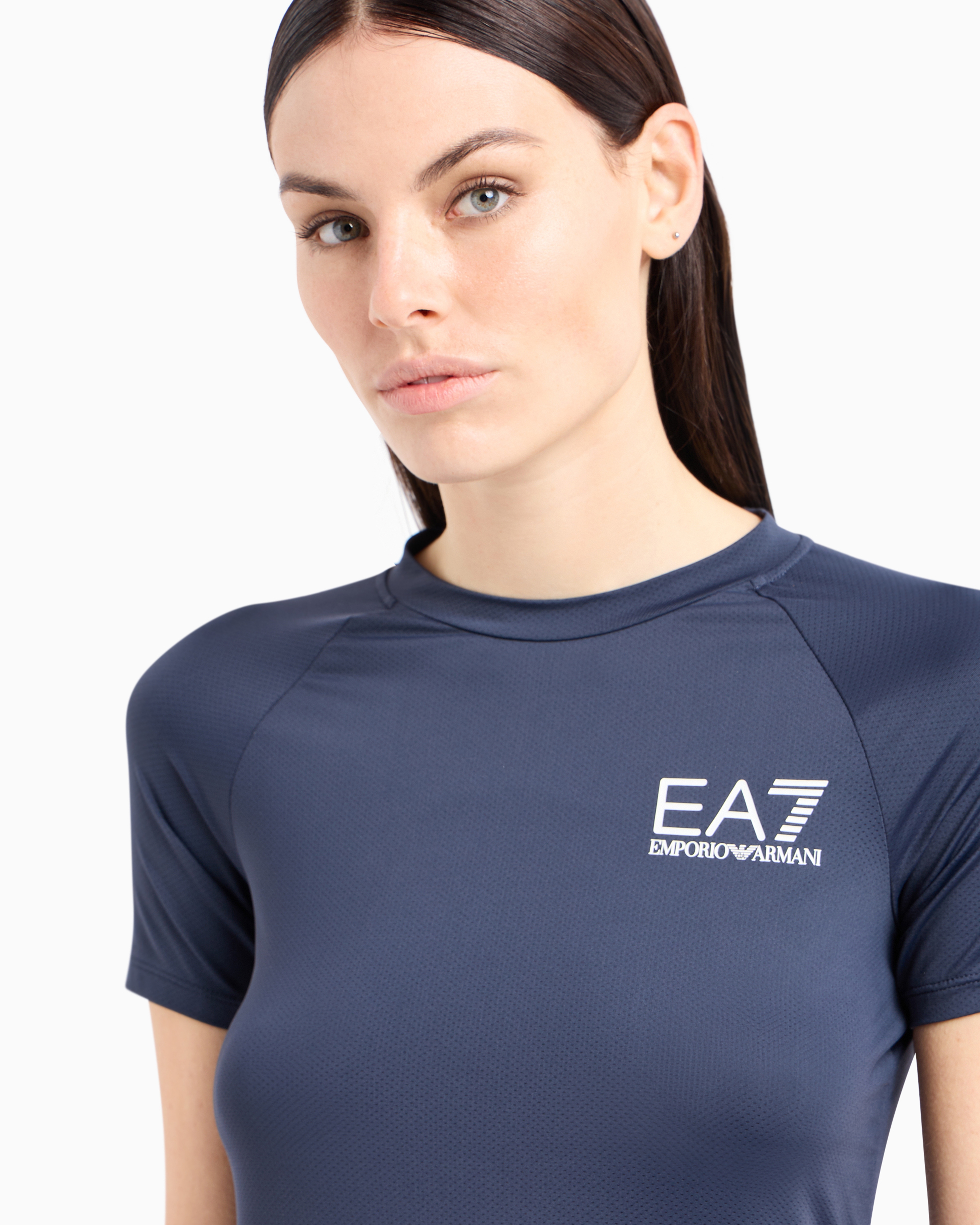 Shop Ea7 Dynamic Athlete Short-sleeved T-shirt In Ventus7 Technical Fabric In Navy Blue