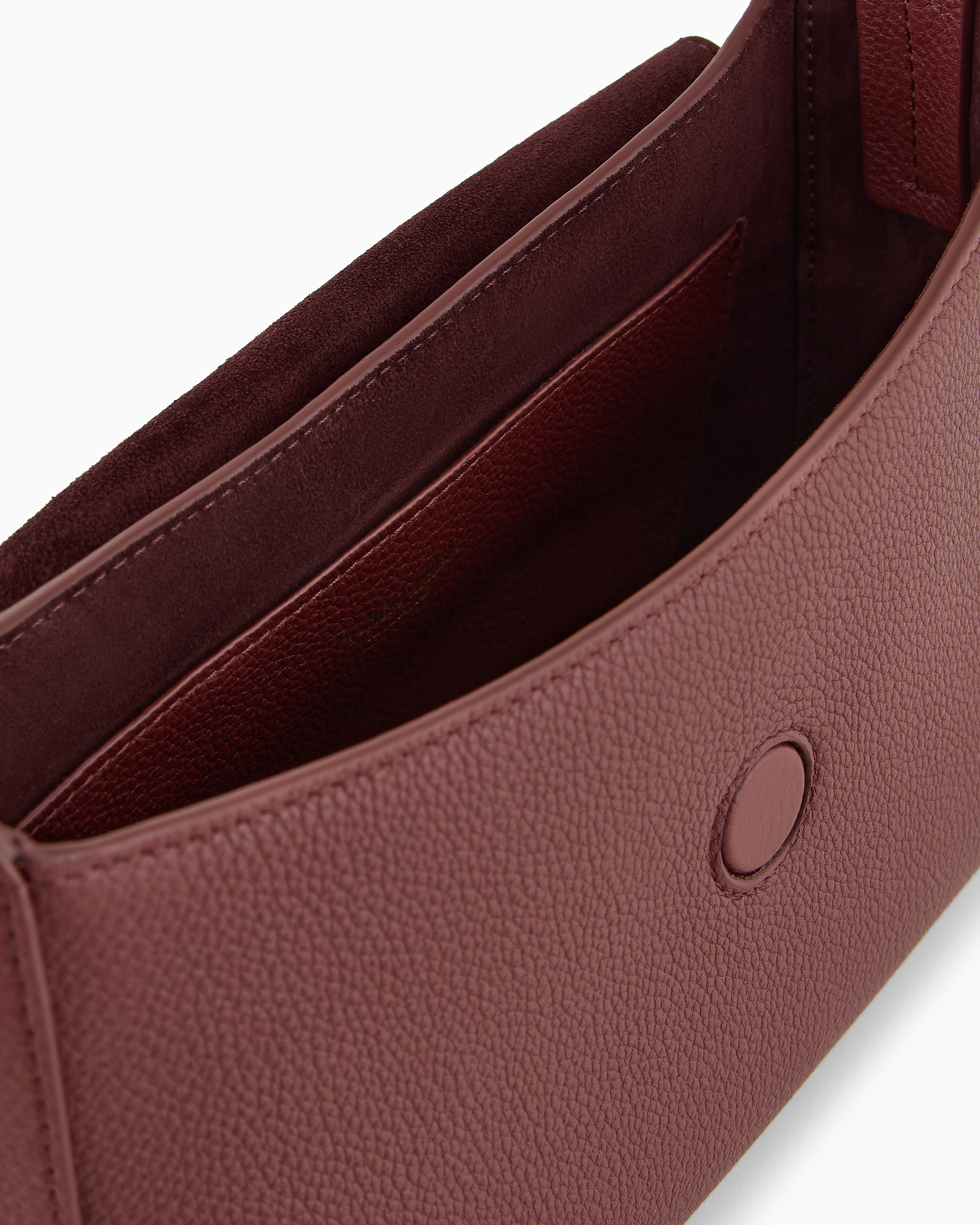 Giorgio Armani Official Store Asv Small La Prima Soft Pebbled Leather Handbag In Bordeaux