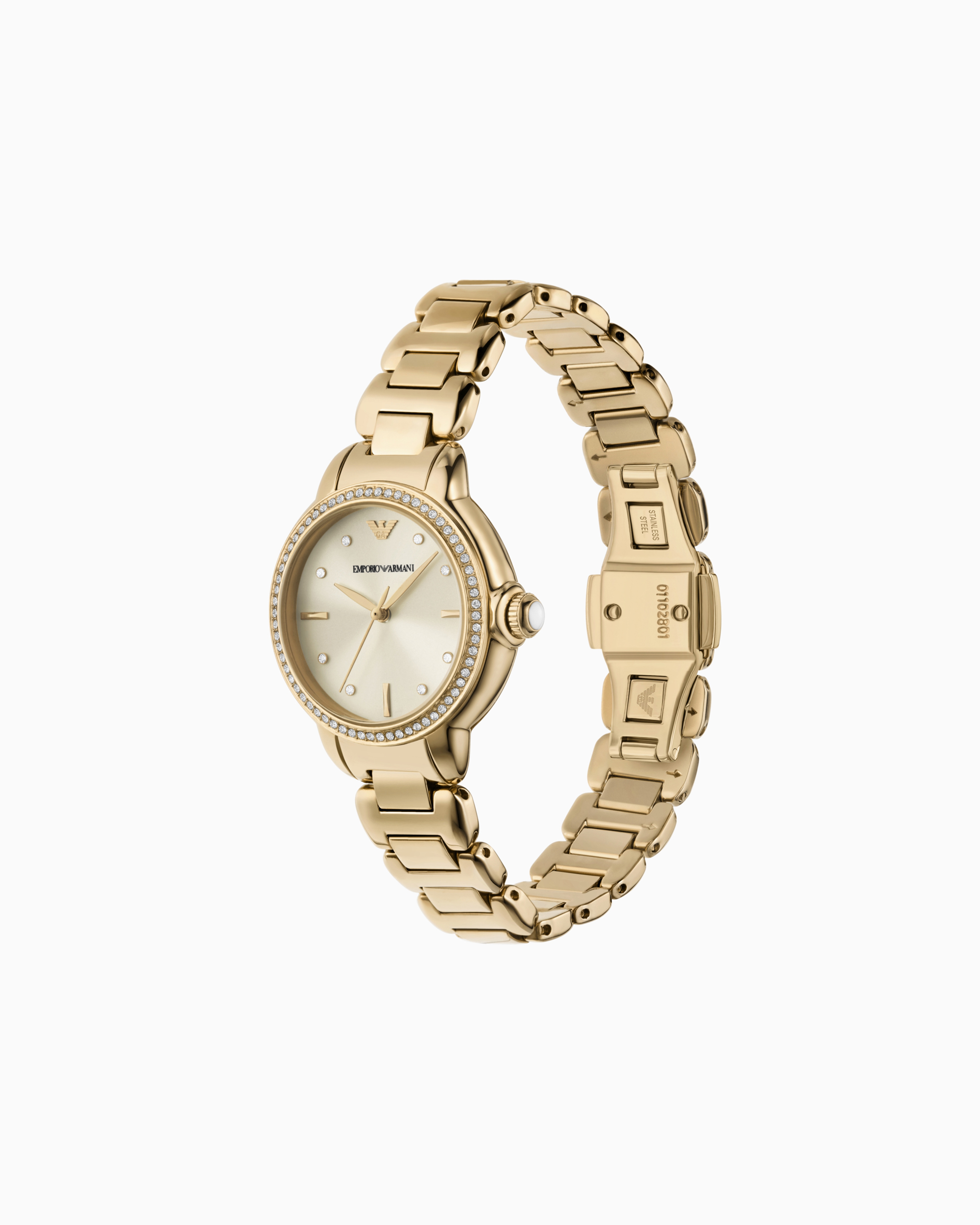 Emporio Armani Three-hand Gold-tone Stainless Steel Watch In Multicoloured