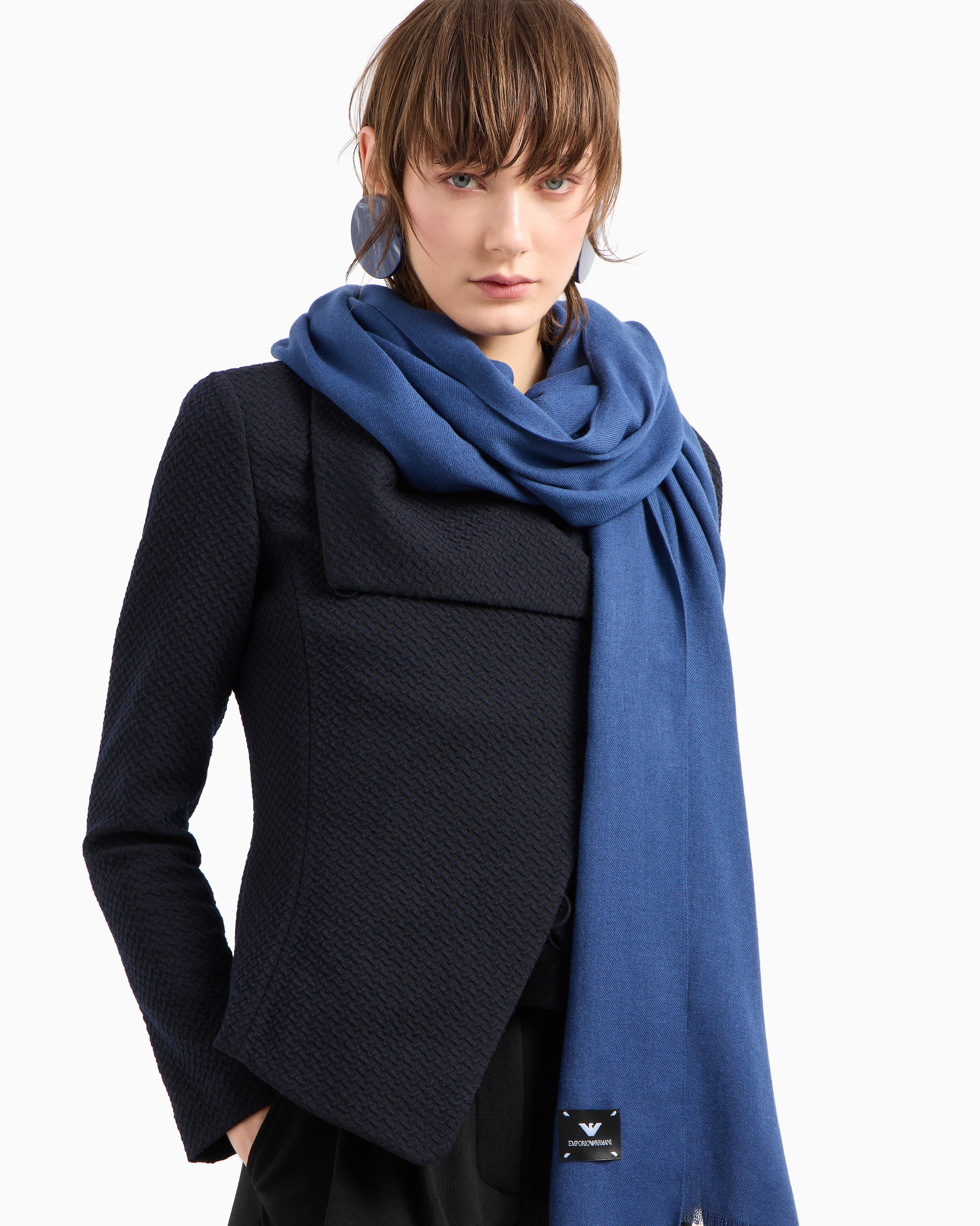 EMPORIO ARMANI SOLID-COLOURED VISCOSE-BLEND STOLE 