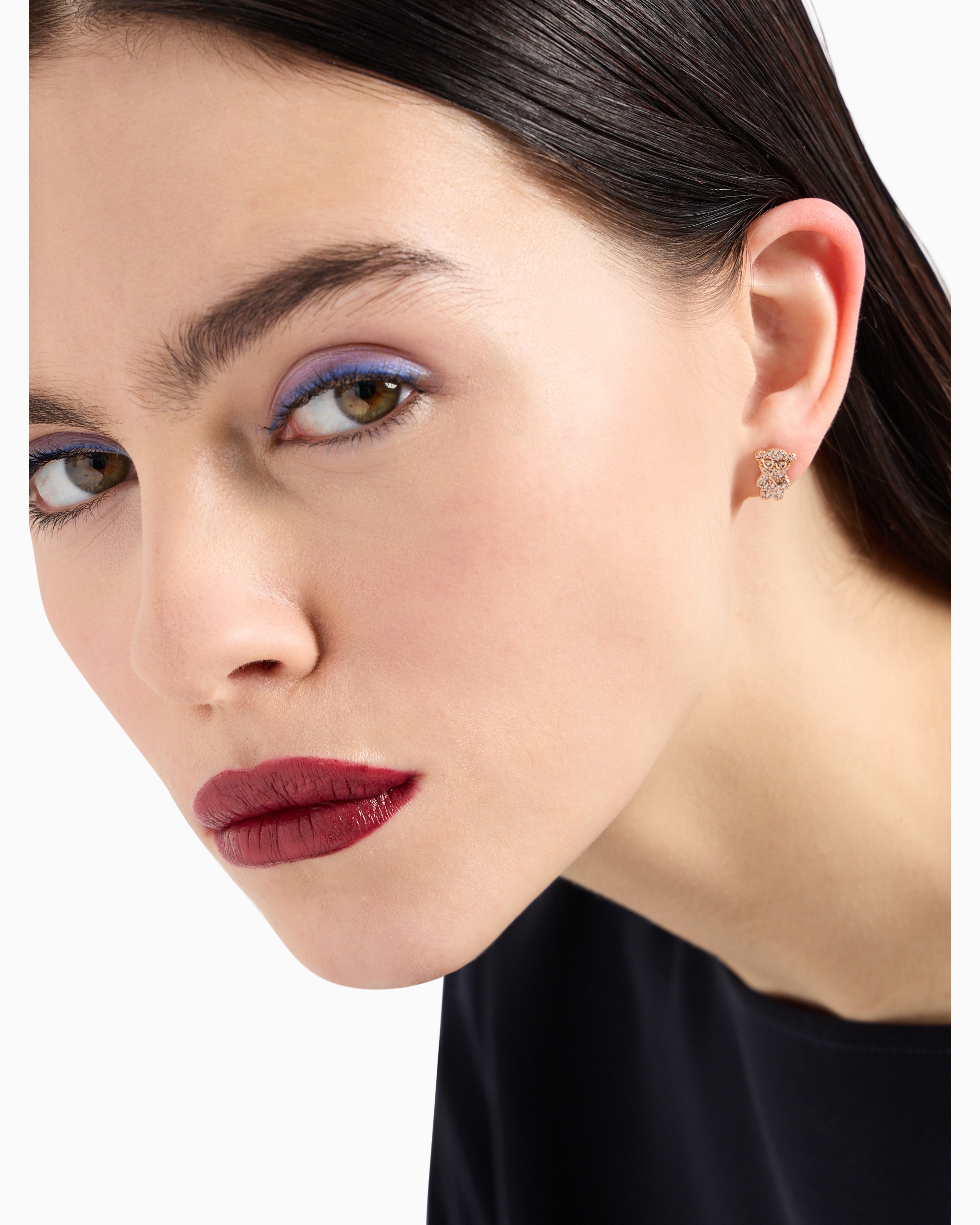 Emporio Armani Rose Gold-tone Brass Stud Earrings In Multicoloured