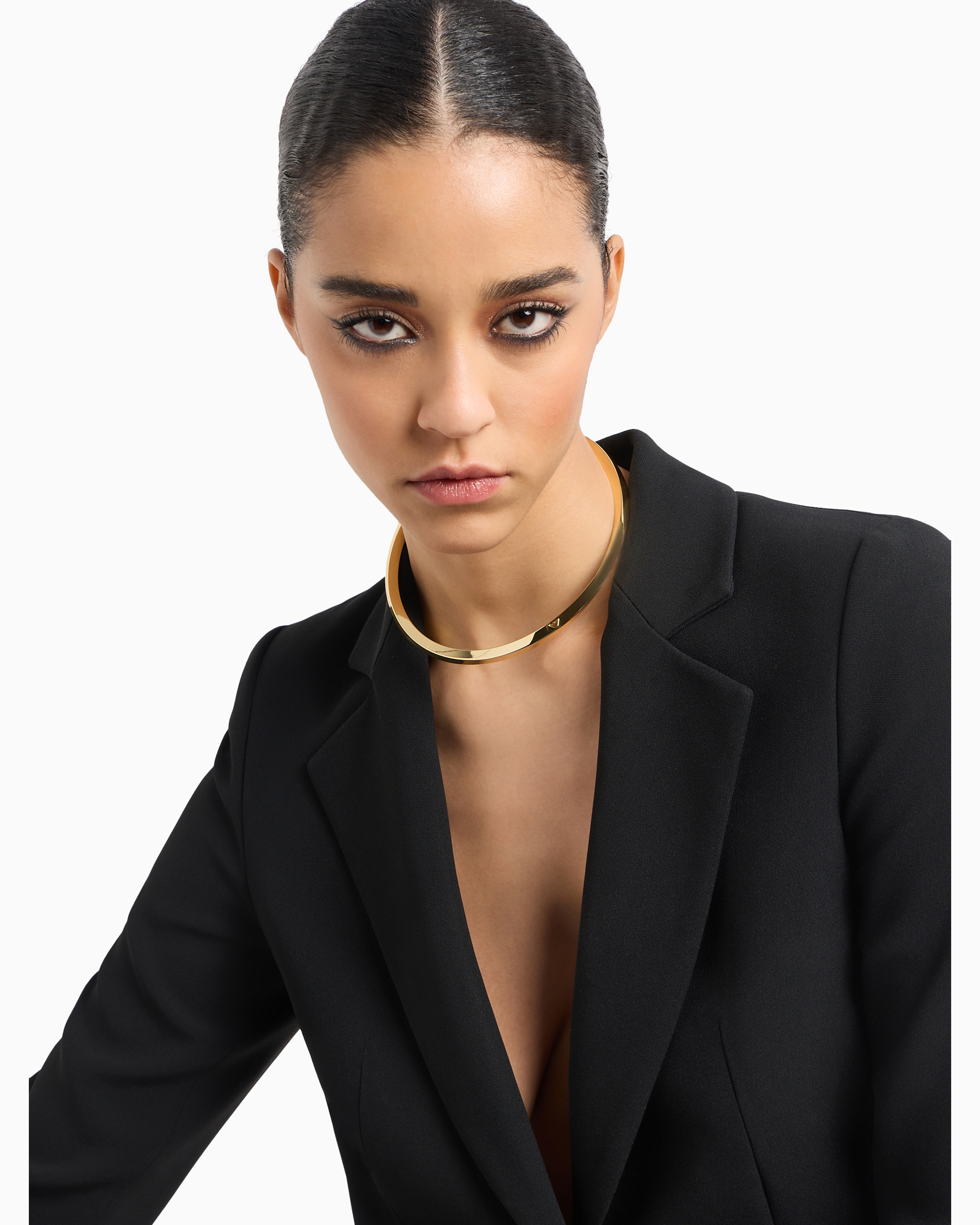 EMPORIO ARMANI GOLD-TONE BRASS COLLAR NECKLACE 