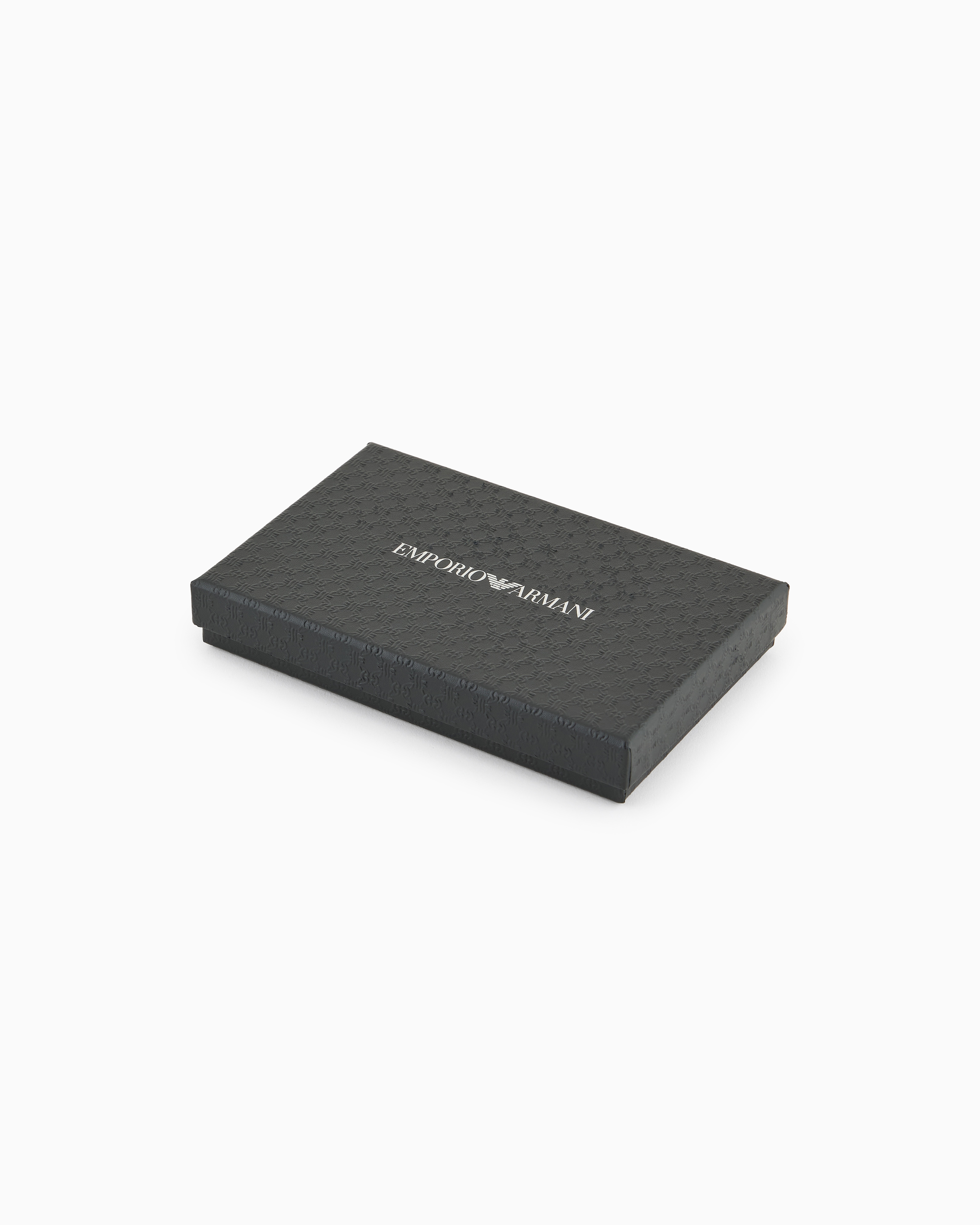 Emporio Armani Official Store Porte-cartes En Cuir Avec Motif En Relief All Over In Noir