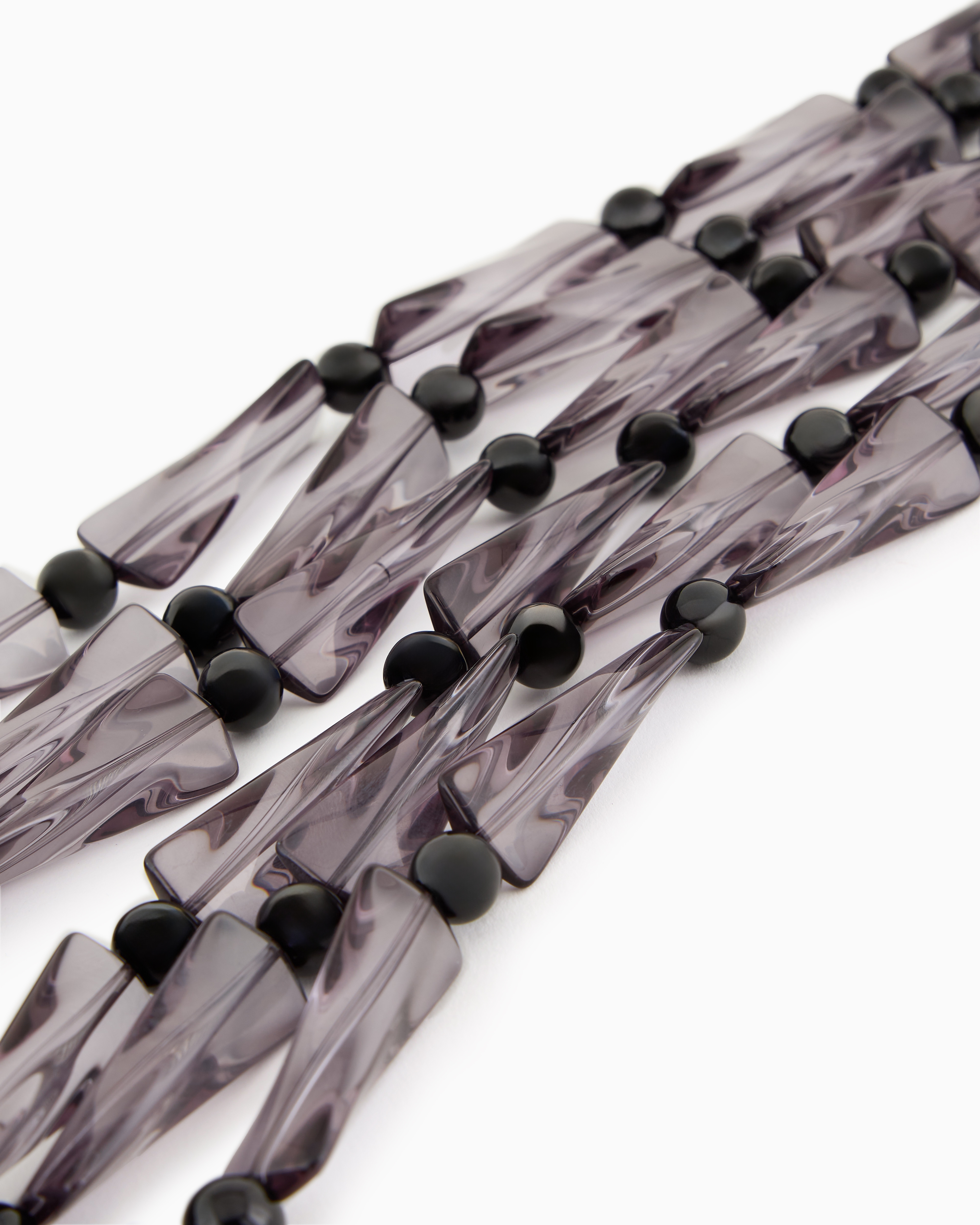 Shop Emporio Armani Oversized Multistrand Necklace With Geometric Elements And Beads In Grey