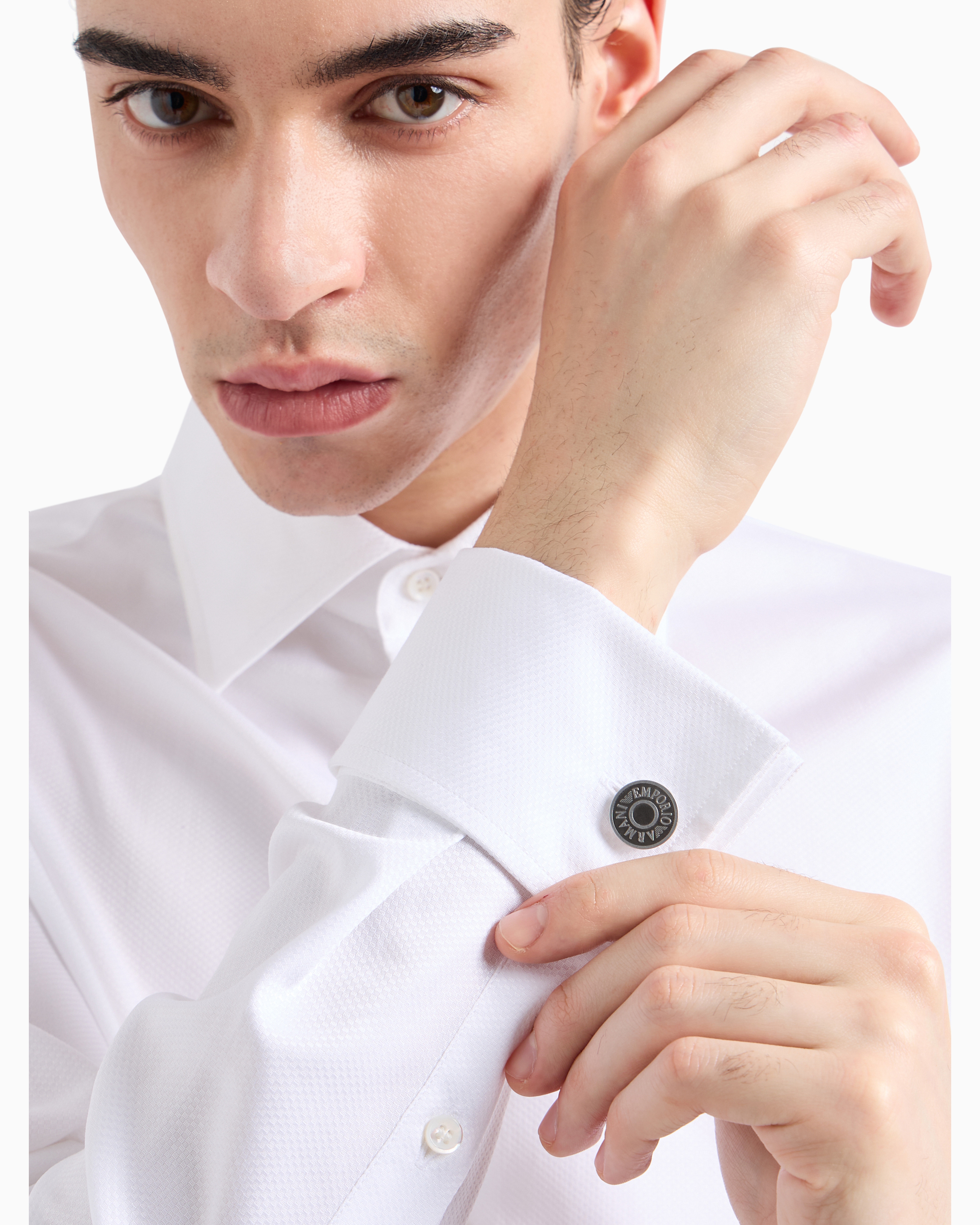 Emporio Armani Stainless Steel And Ip Gun-plating Cufflink In Multicoloured