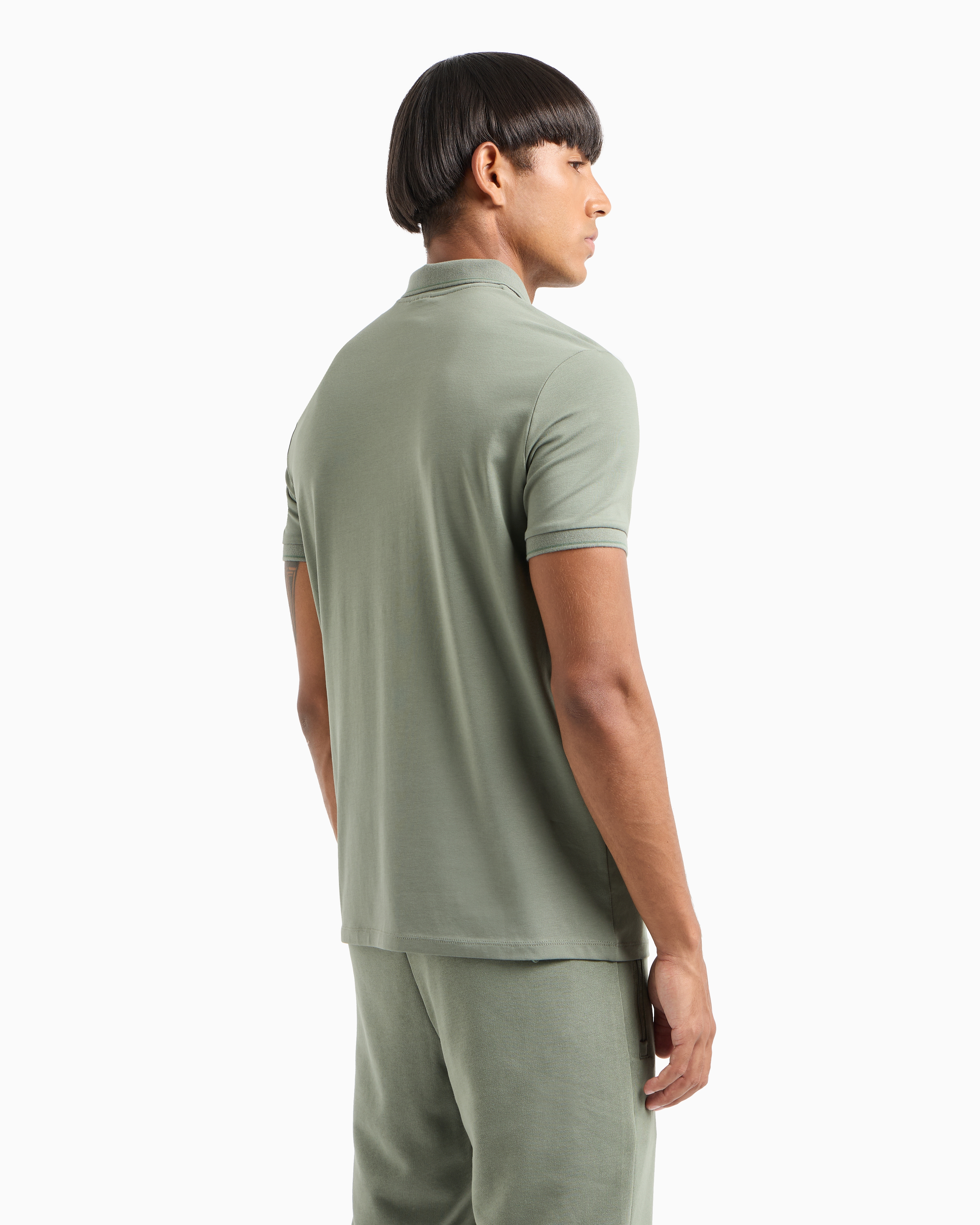 Shop Armani Exchange Polo With Contrasting Logo In Green