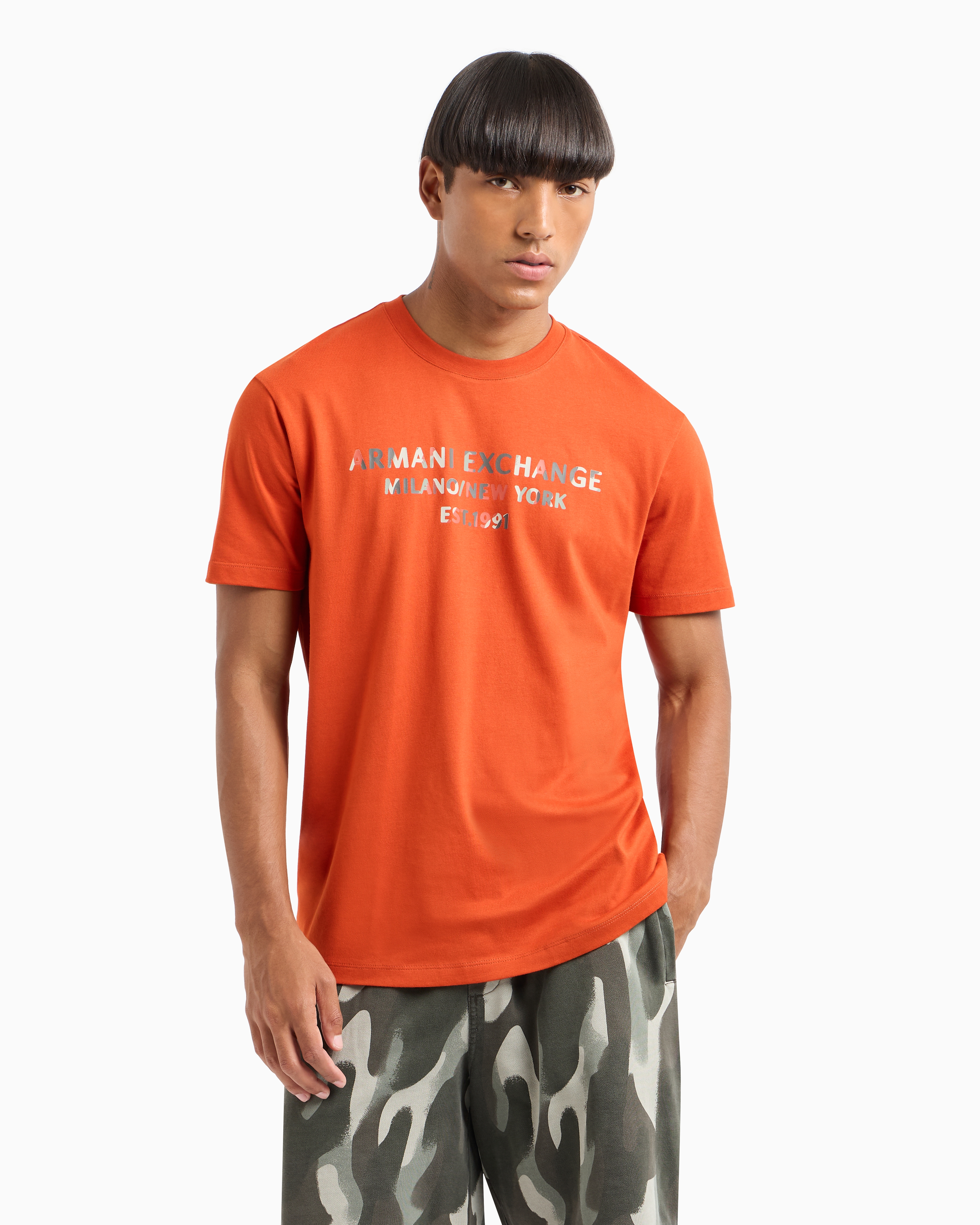 Regular fit T-shirt with camouflage logo in ASV cotton
