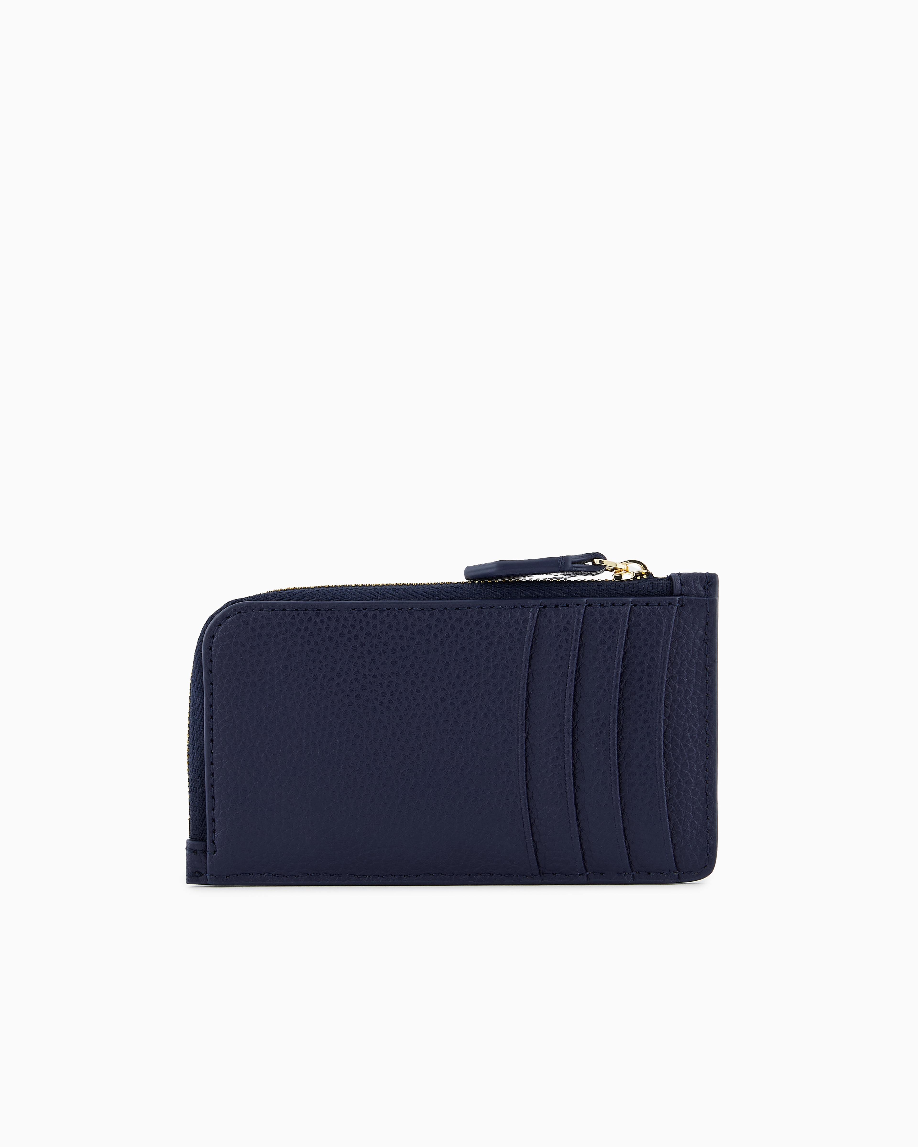 Emporio Armani Official Store Myea Deer-print Card Holder With Wrap-around Zip In Bleu