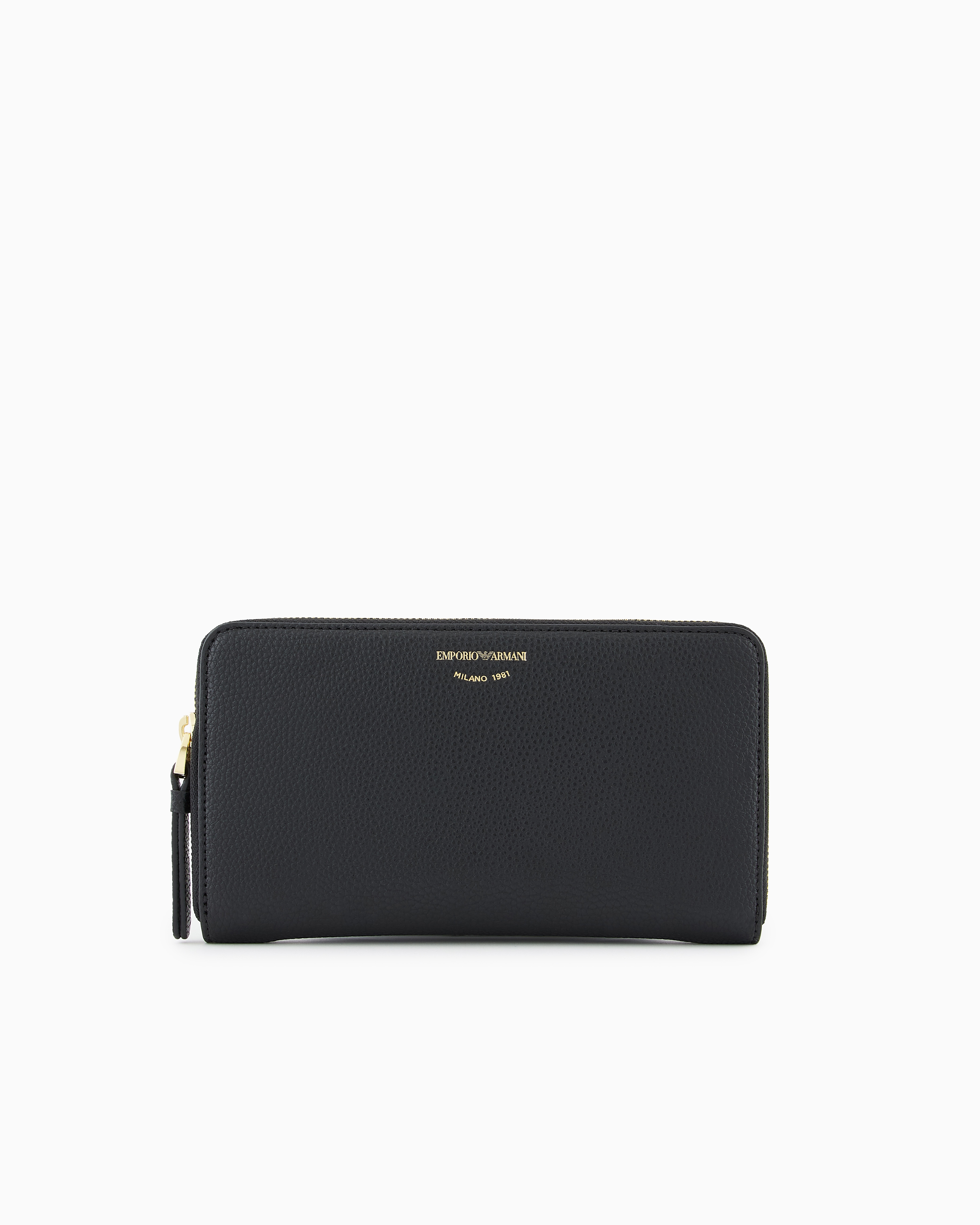Emporio Armani Official Store Deer-print Myea Wallet With Wrap-around Zip In Noir