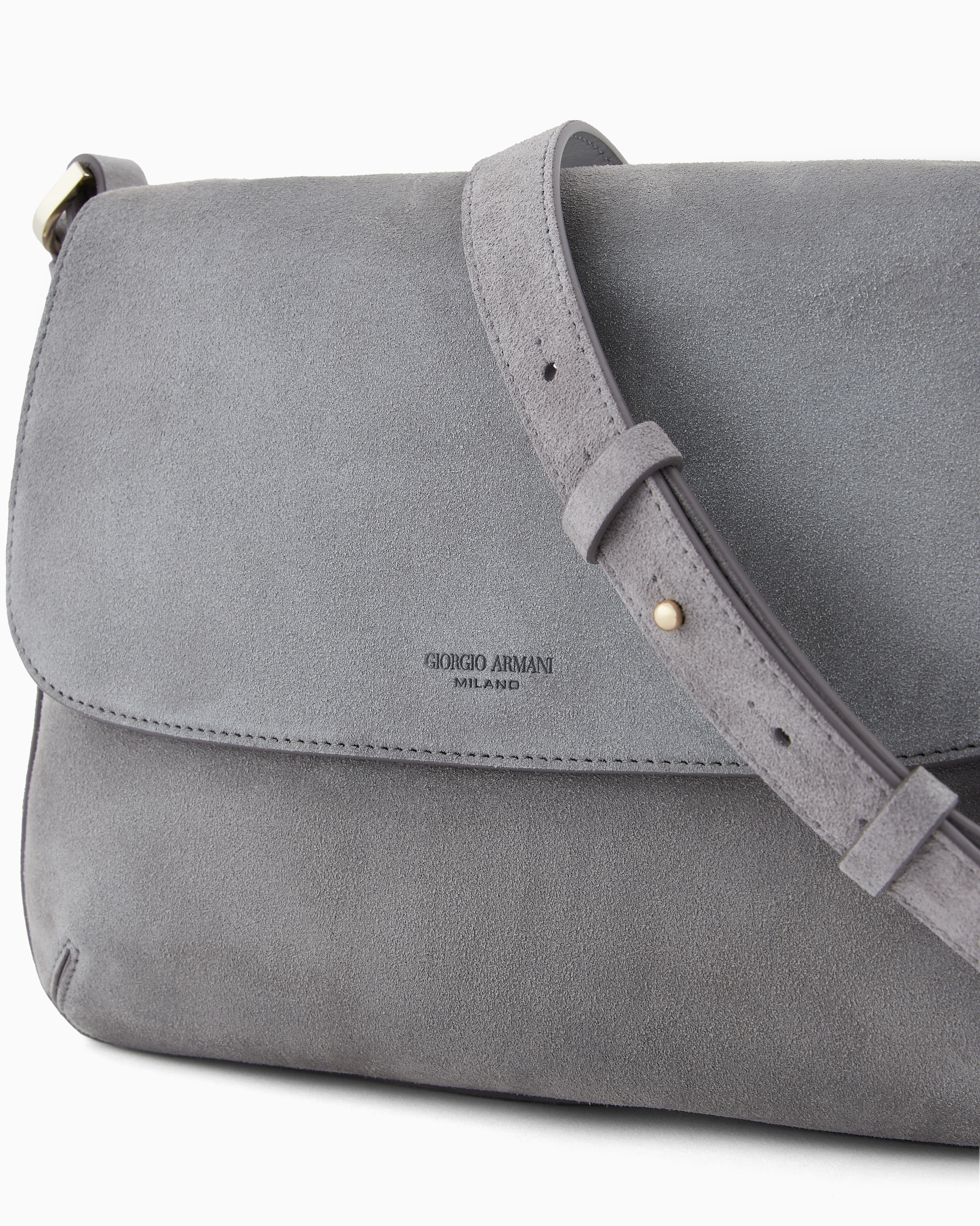 Giorgio Armani Asv Medium La Prima Soft Pebbled Leather Handbag In Grey