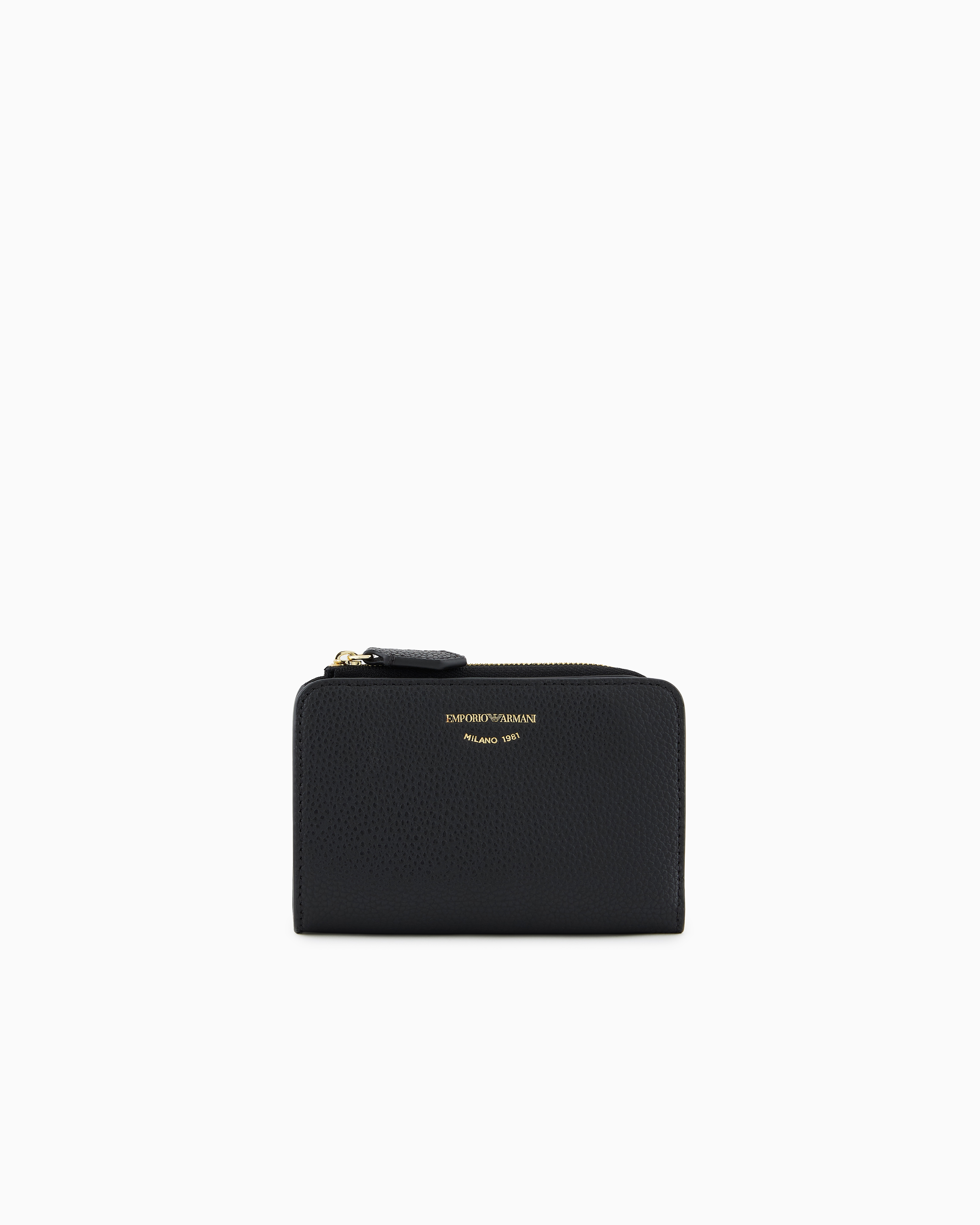 Emporio Armani Official Store Myea Bifold Wallet With Deer Print In Noir