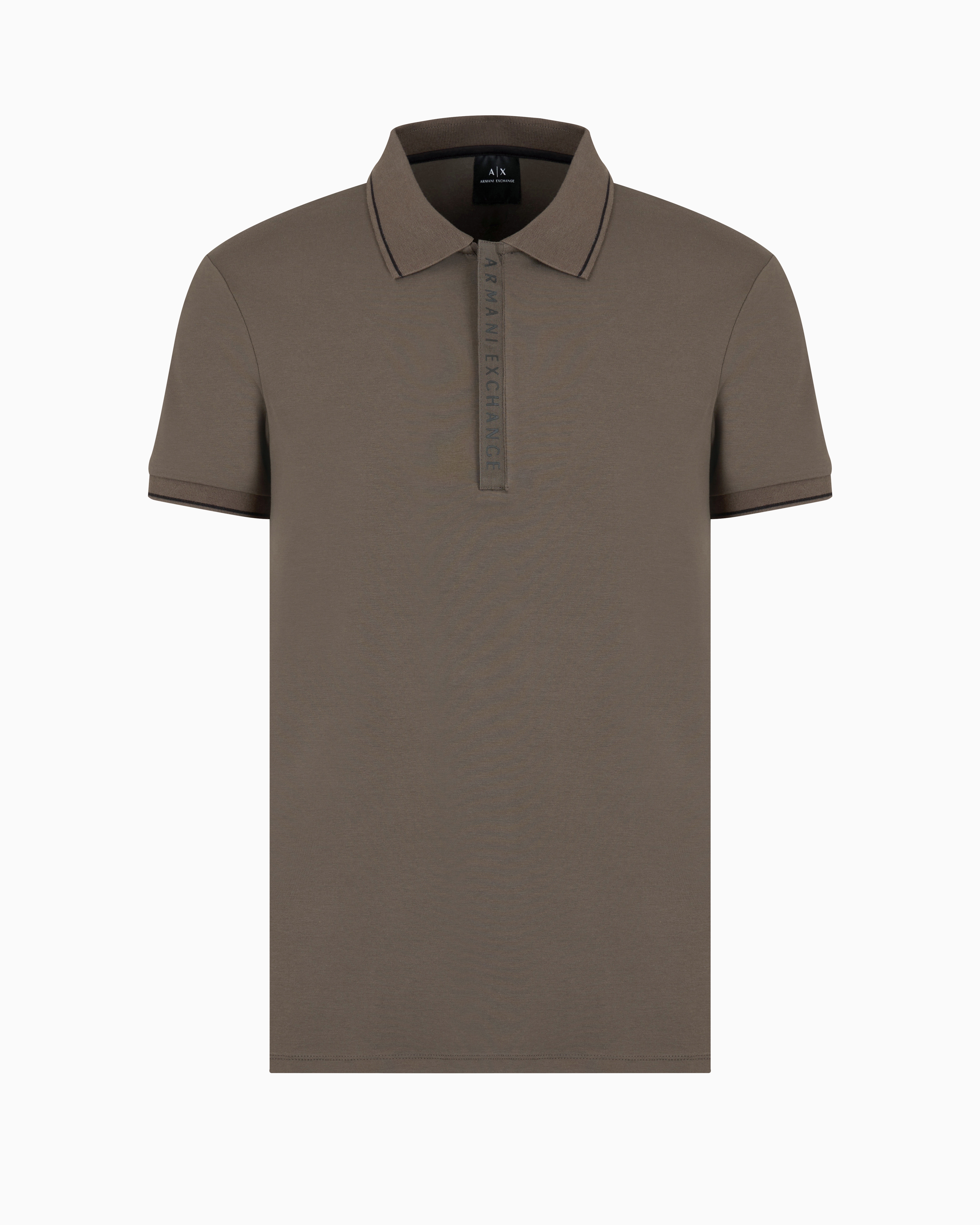 Armani Exchange Polo With Contrasting Logo In Verde Militare