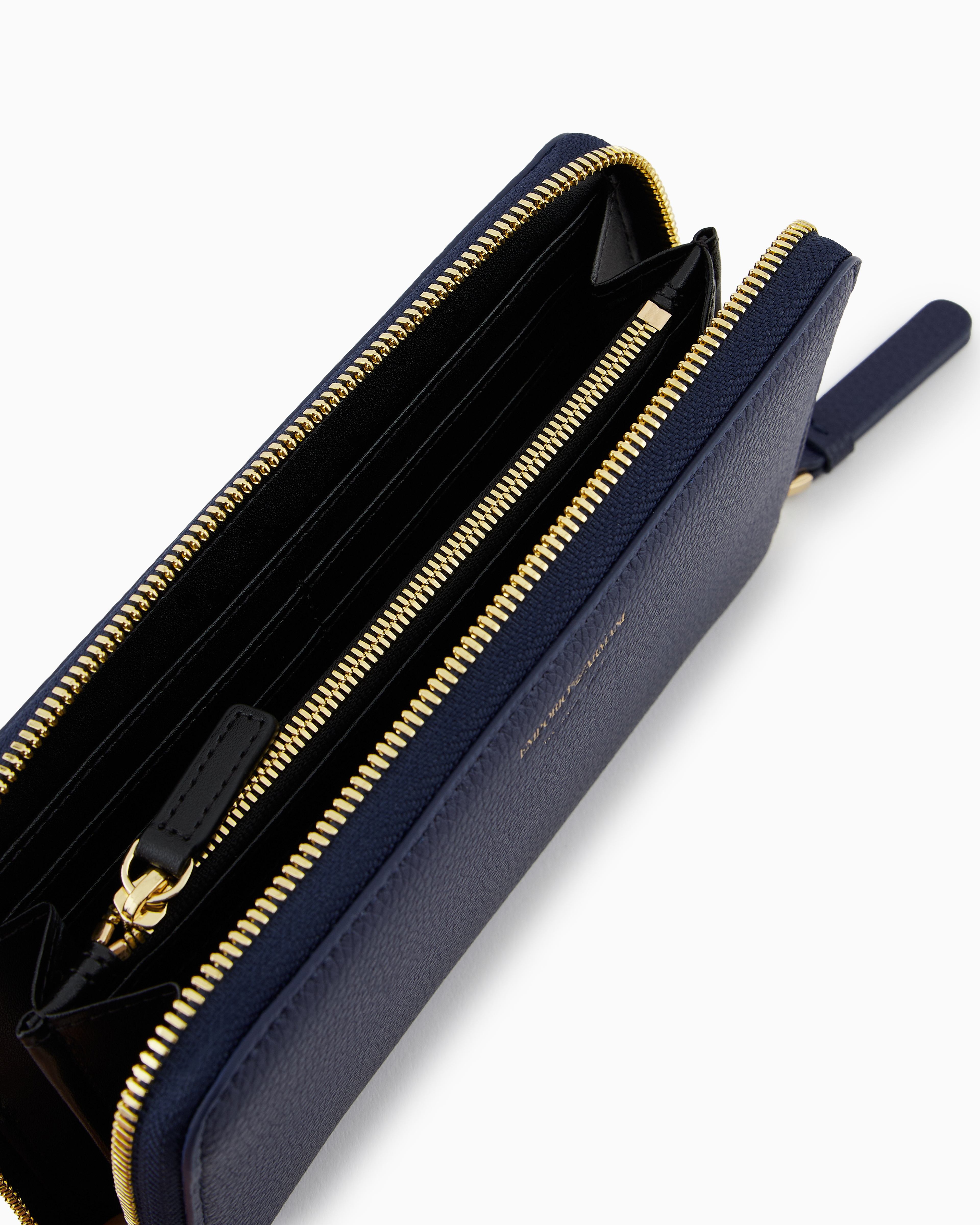 Emporio Armani Official Store Deer-print Myea Wallet With Wrap-around Zip In Bleu