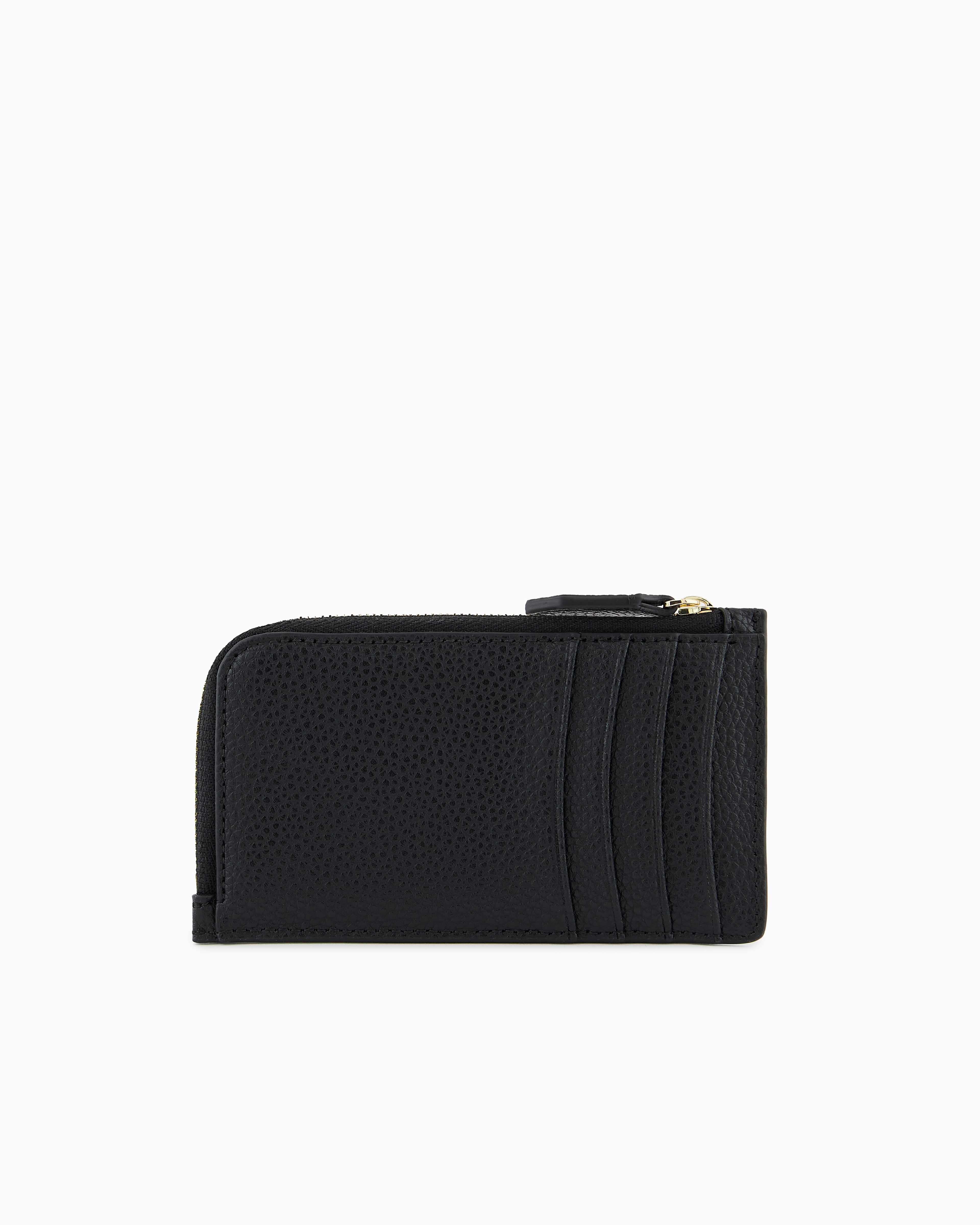 Emporio Armani Official Store Myea Deer-print Card Holder With Wrap-around Zip In Noir