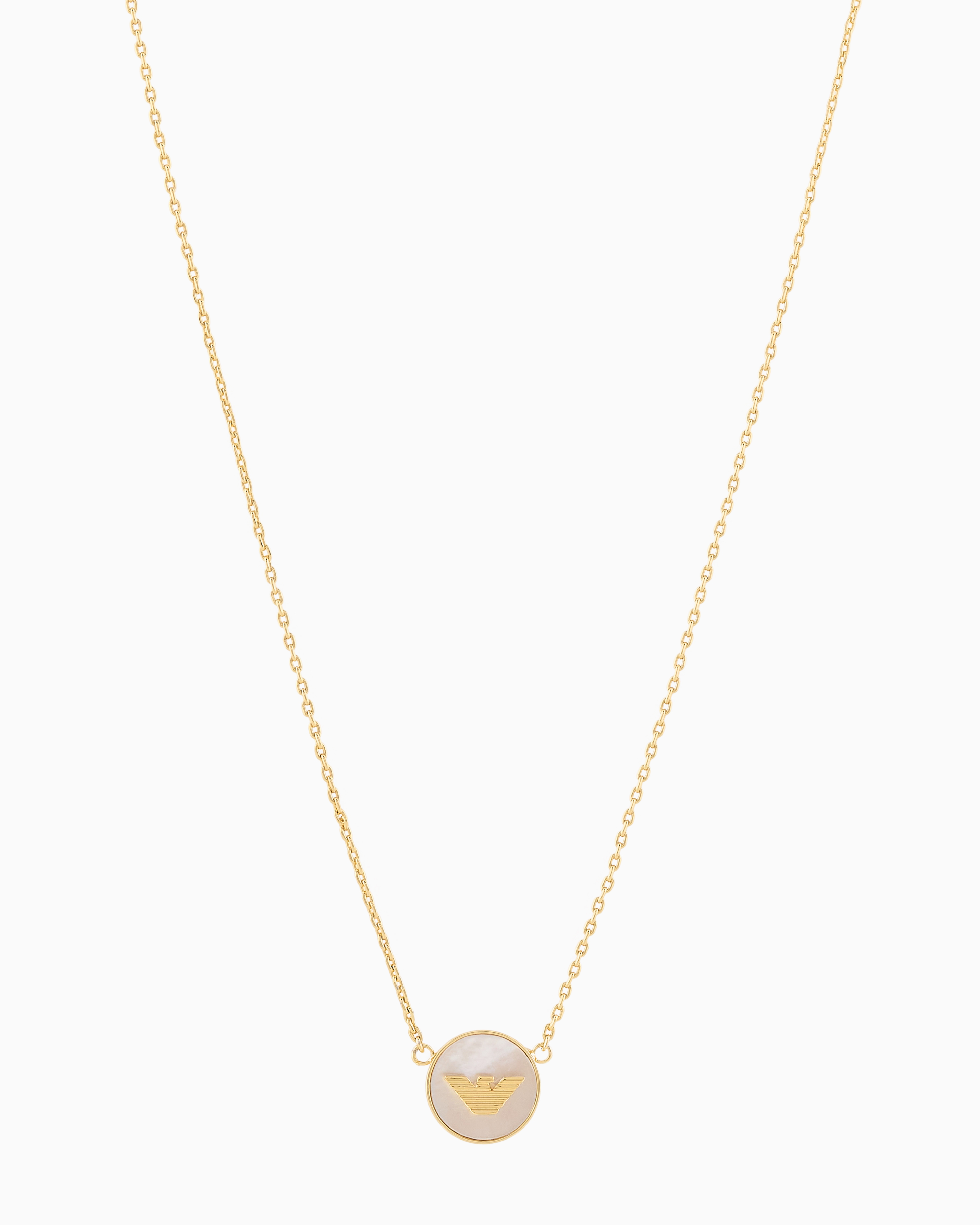 EMPORIO ARMANI GOLD-TONE BRASS PENDANT NECKLACE 