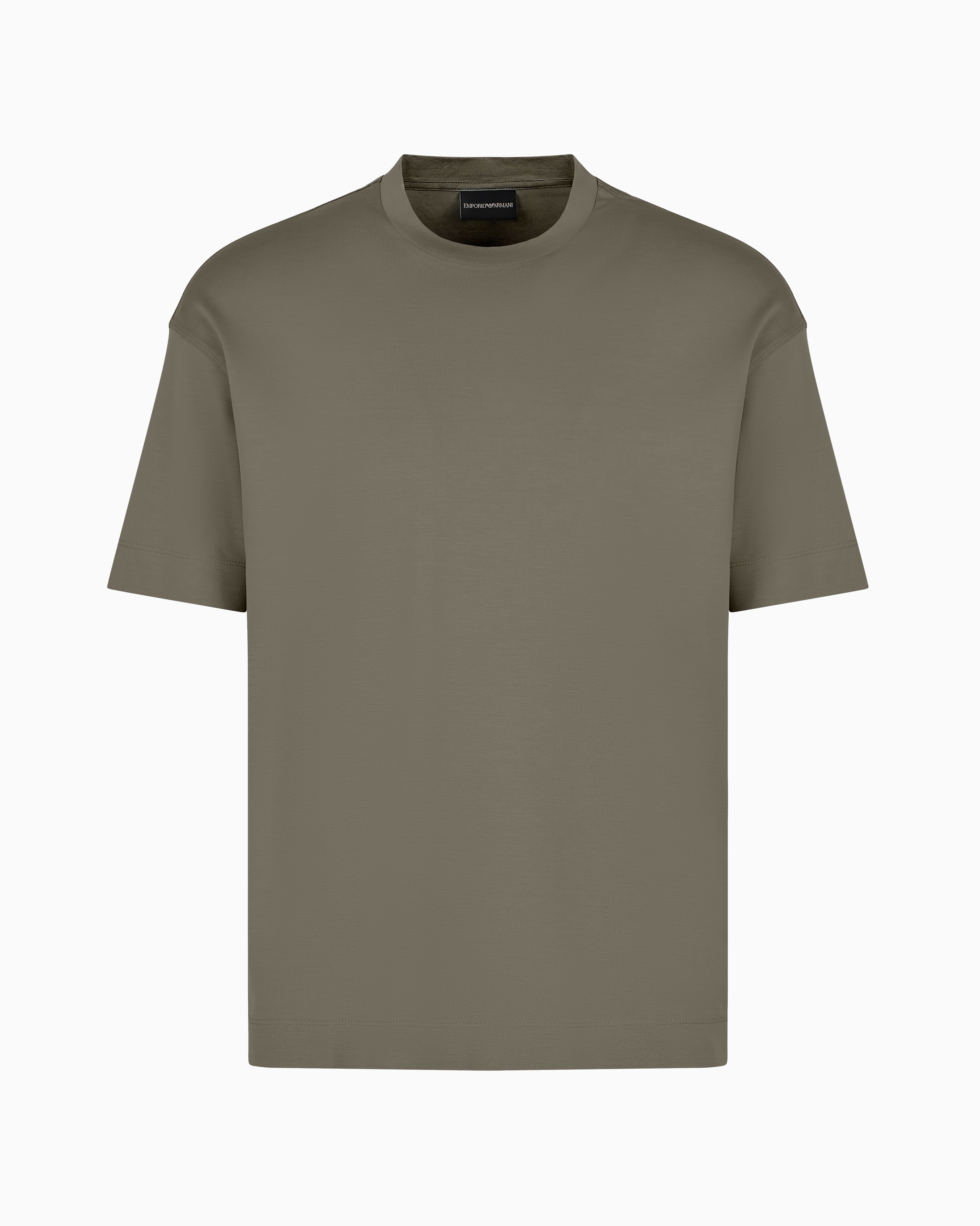 Emporio Armani Official Store Loose-fit T-shirt In An Asv Lyocell-blend Jersey In Military Green