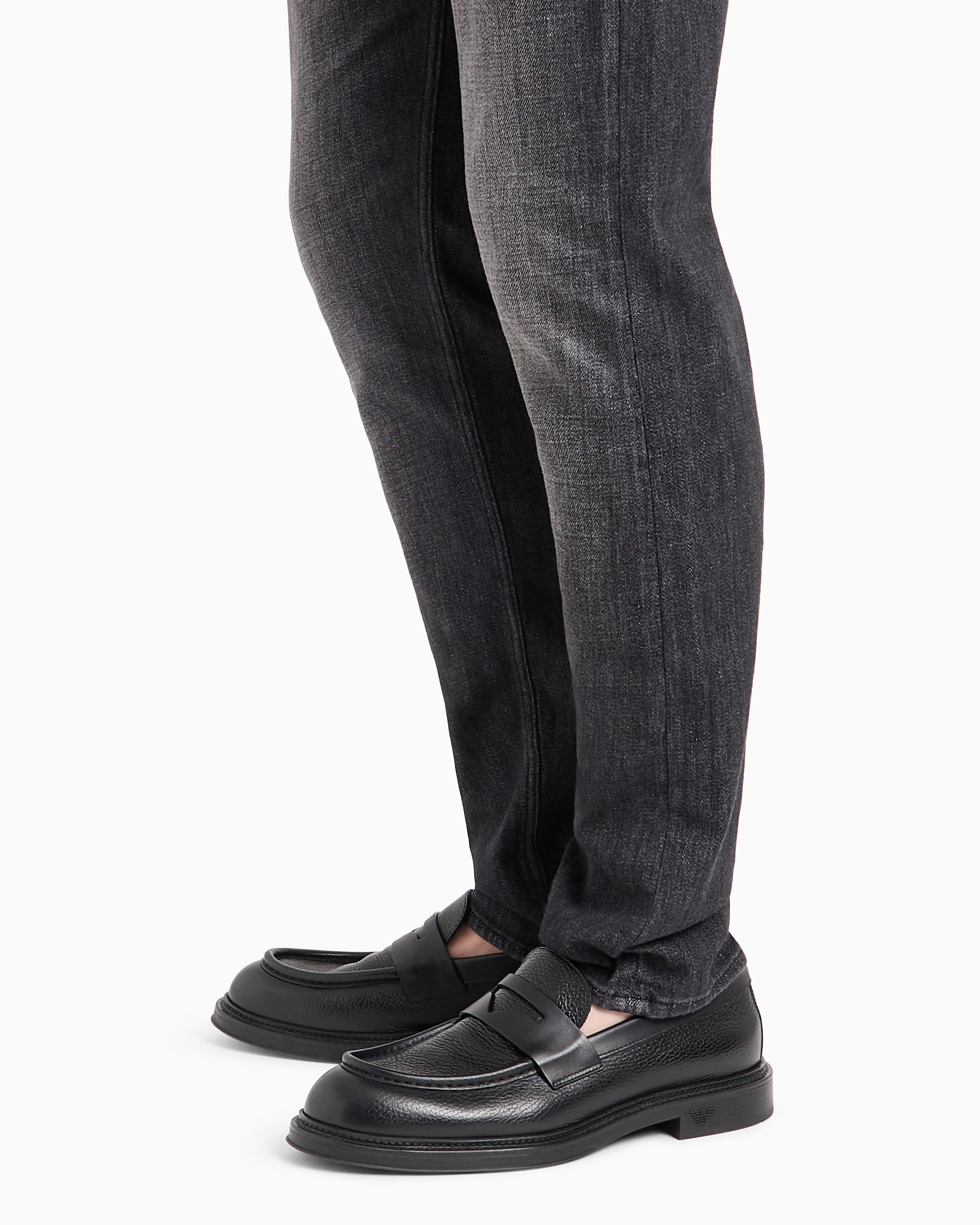 Emporio Armani J75 Slim-fit, Rinse-washed Stretch Denim Jeans In Black