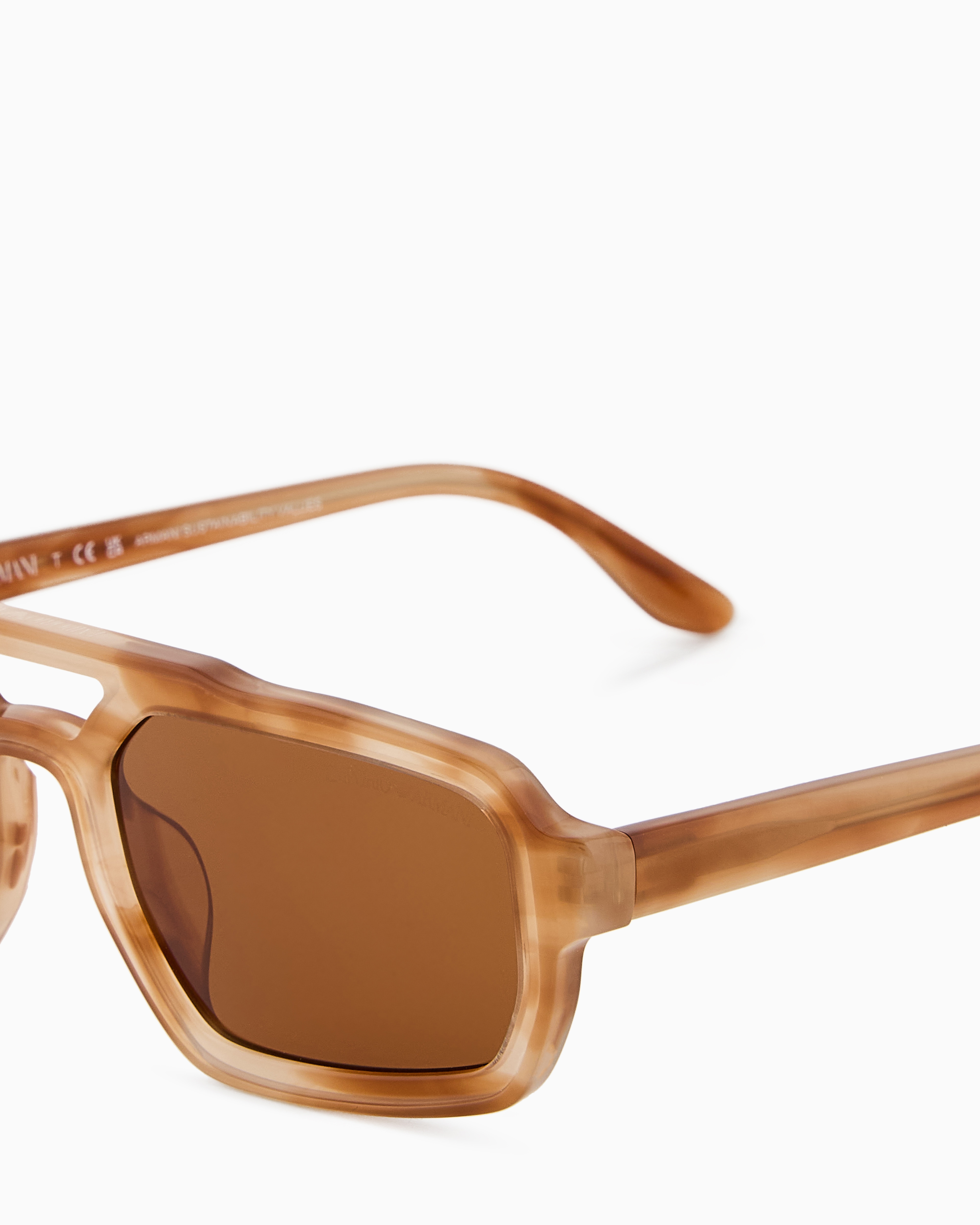 Emporio Armani Asv Black Blue Men's Irregular-shaped Sunglasses In Brown