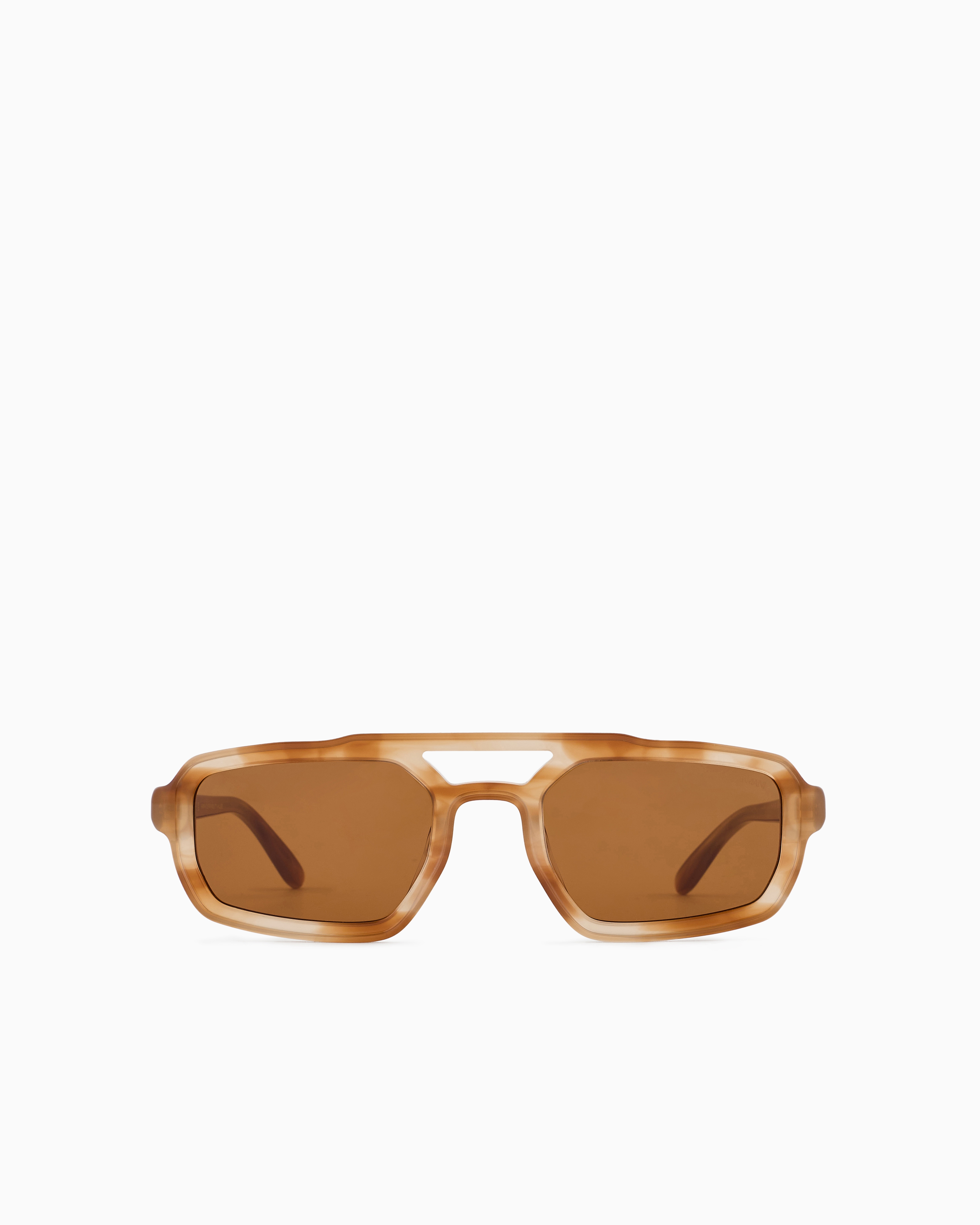 Emporio Armani Asv Black Blue Men's Irregular-shaped Sunglasses In Brown