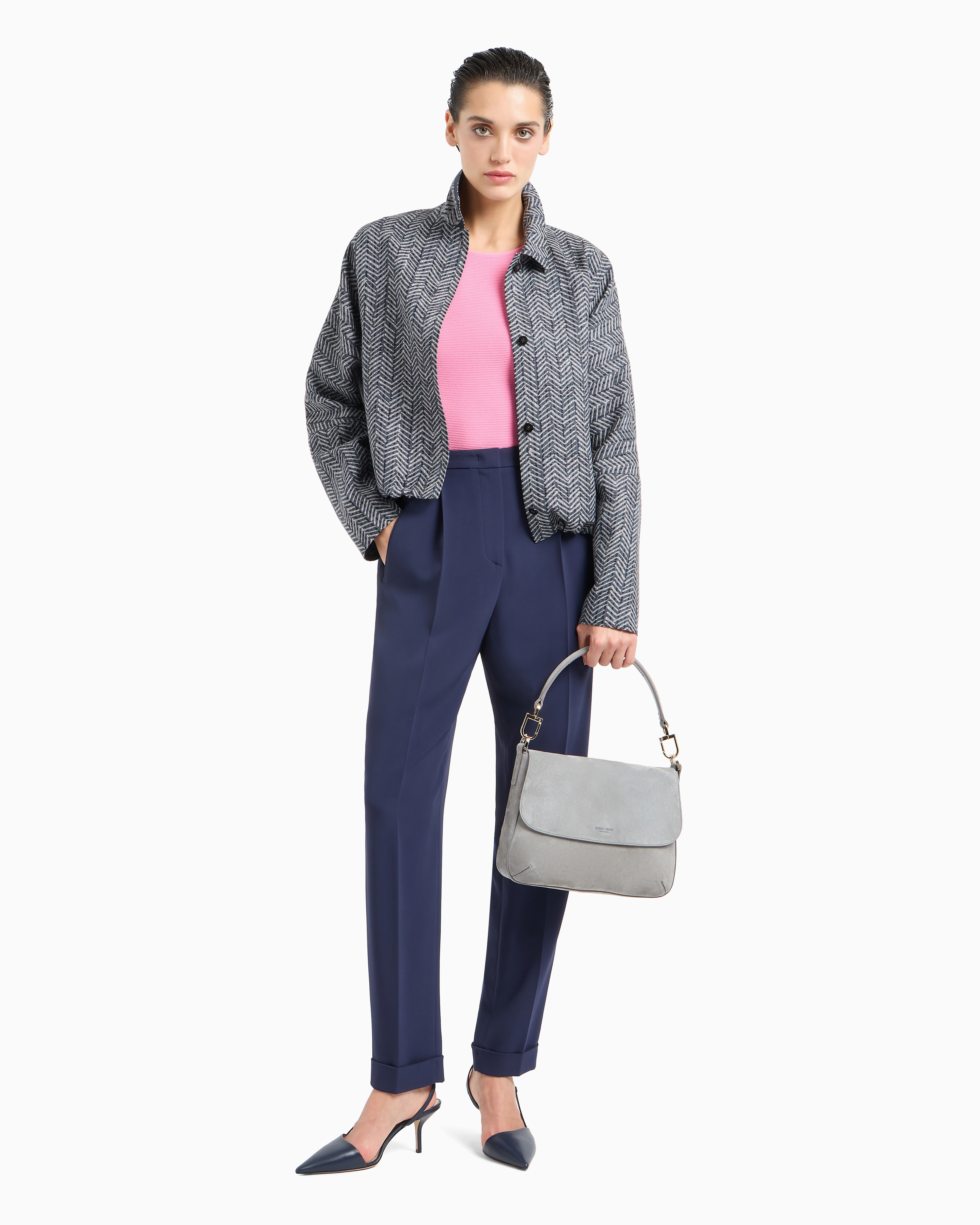 Giorgio Armani Links-stitch Viscose Long-sleeved Jumper In Pink