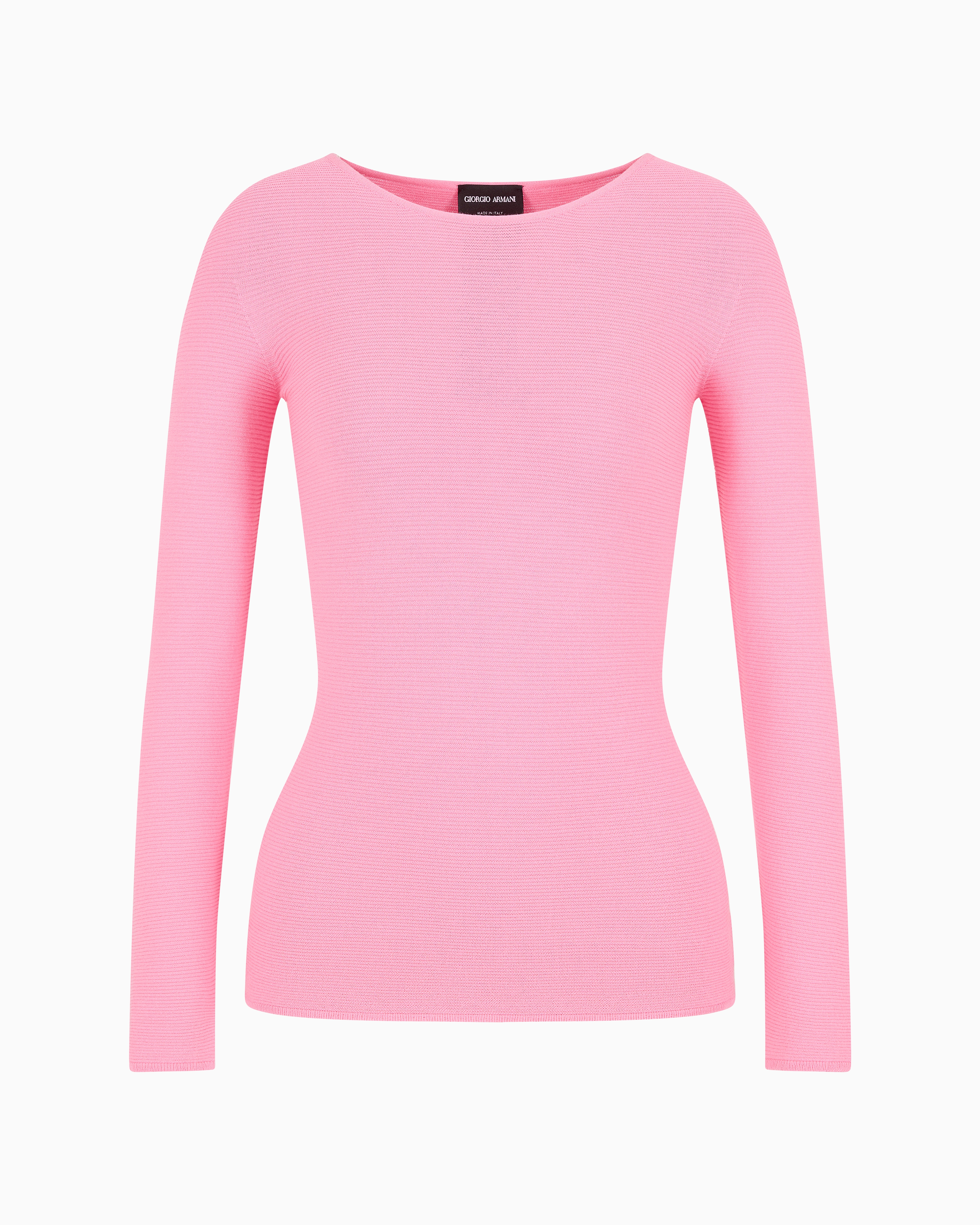 Giorgio Armani Links-stitch Viscose Long-sleeved Jumper In Pink