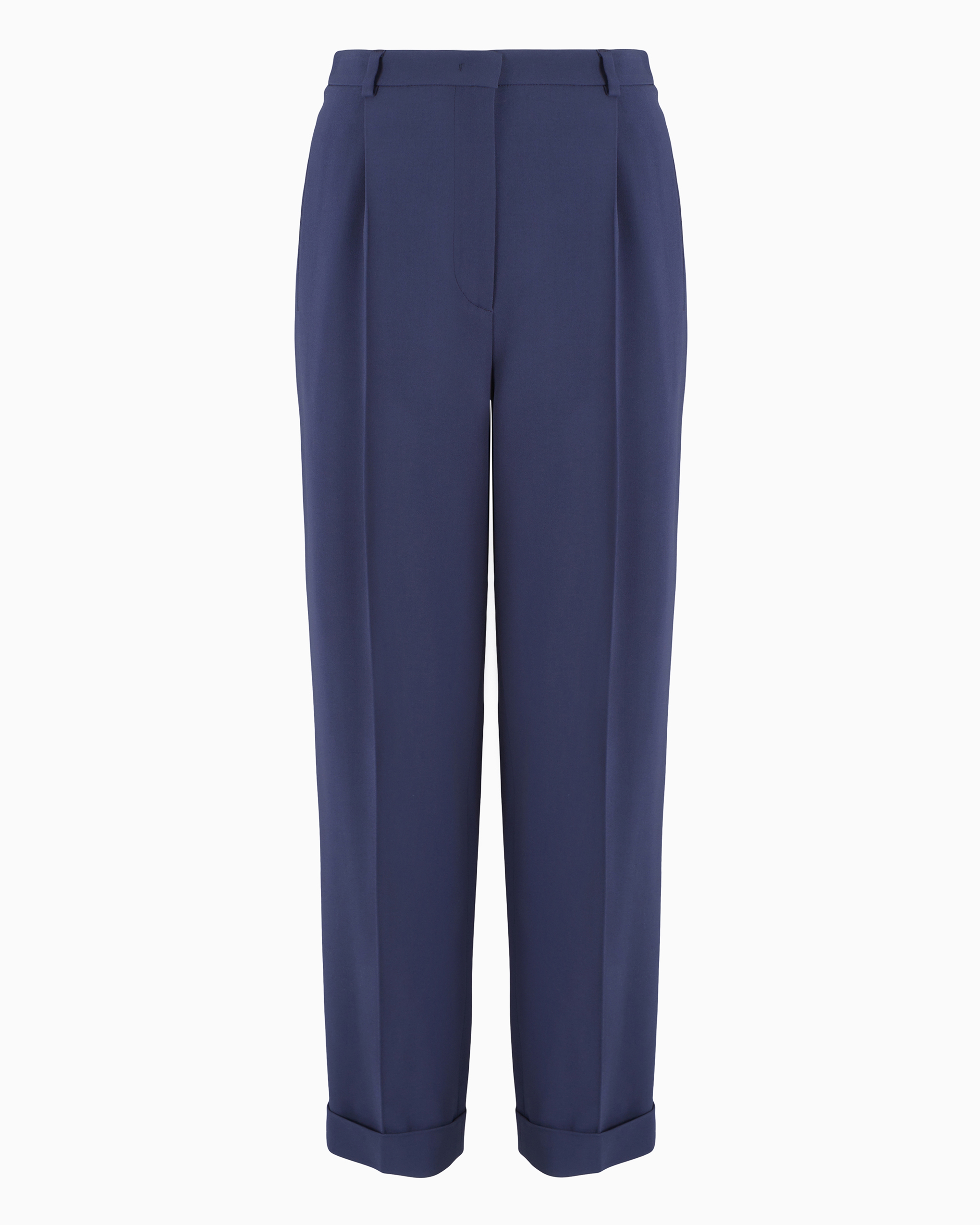 Giorgio Armani Official Store Straight-leg One-pleat Trousers In Viscose Cady In Bleu