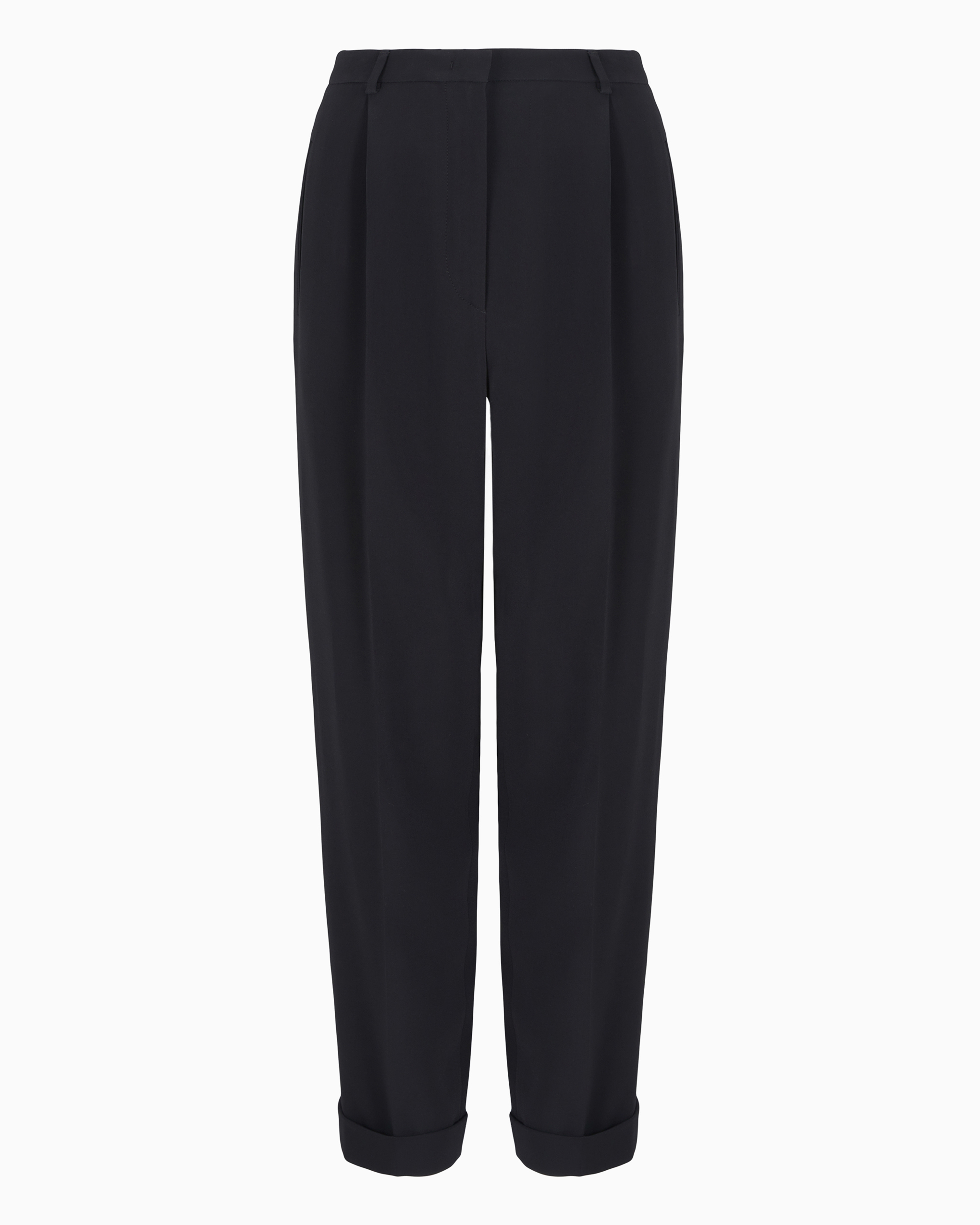 Giorgio Armani Official Store Straight-leg One-pleat Trousers In Viscose Cady In Black