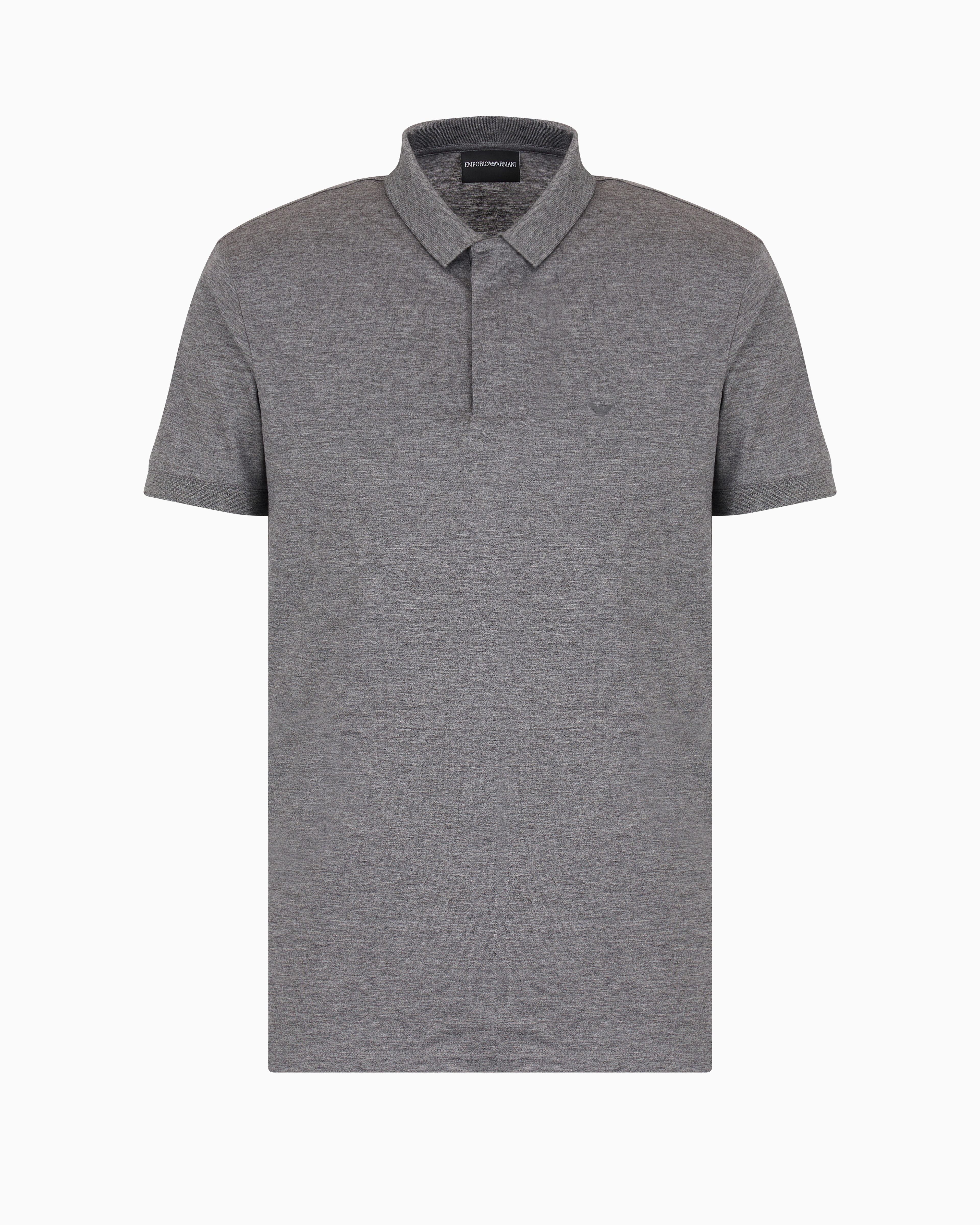 Emporio Armani Official Store Travel Essentials Lyocell-blend Jersey Polo Shirt In Gray