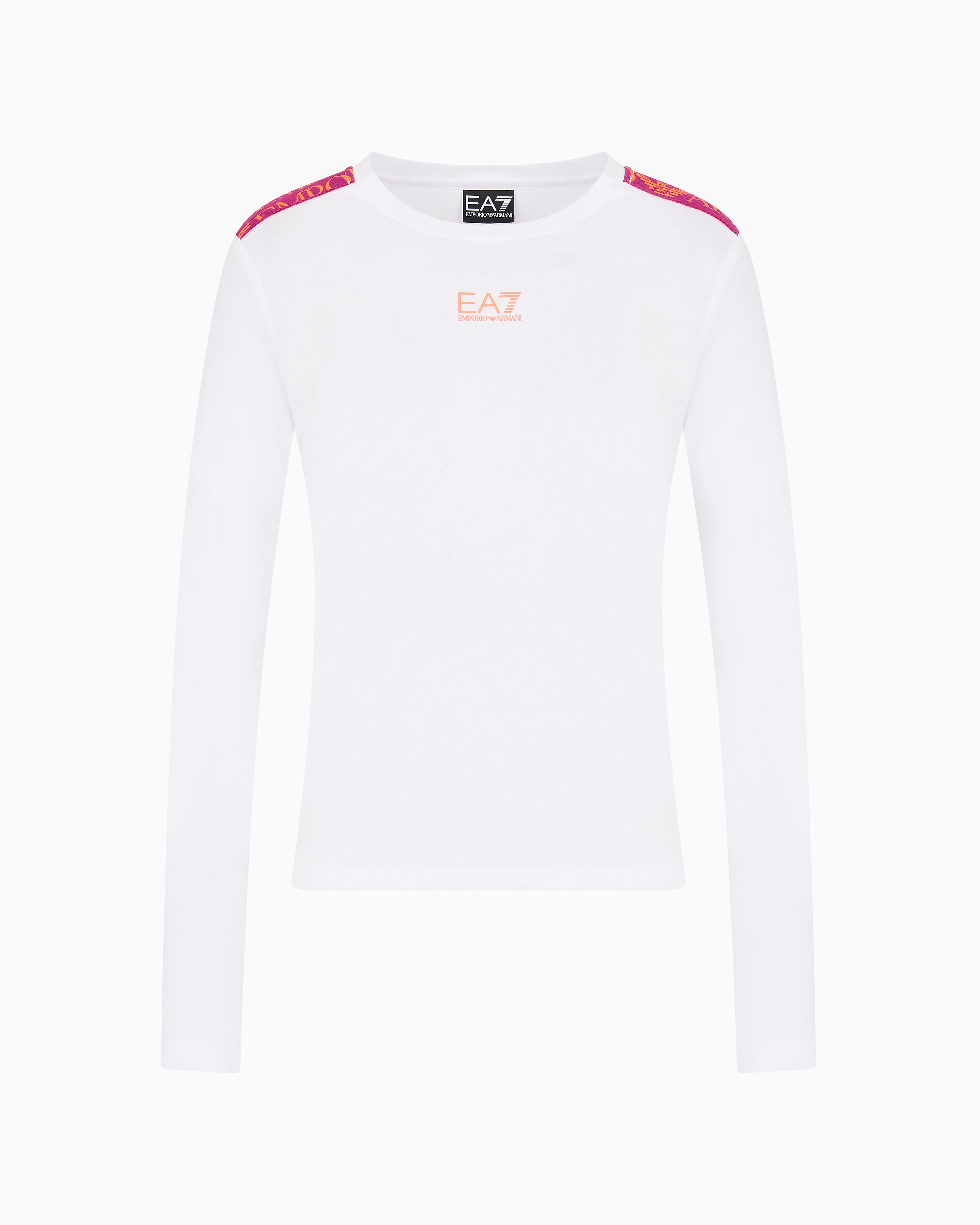 Ea7 Logo Series Cotton Crew-neck T-shirt In White