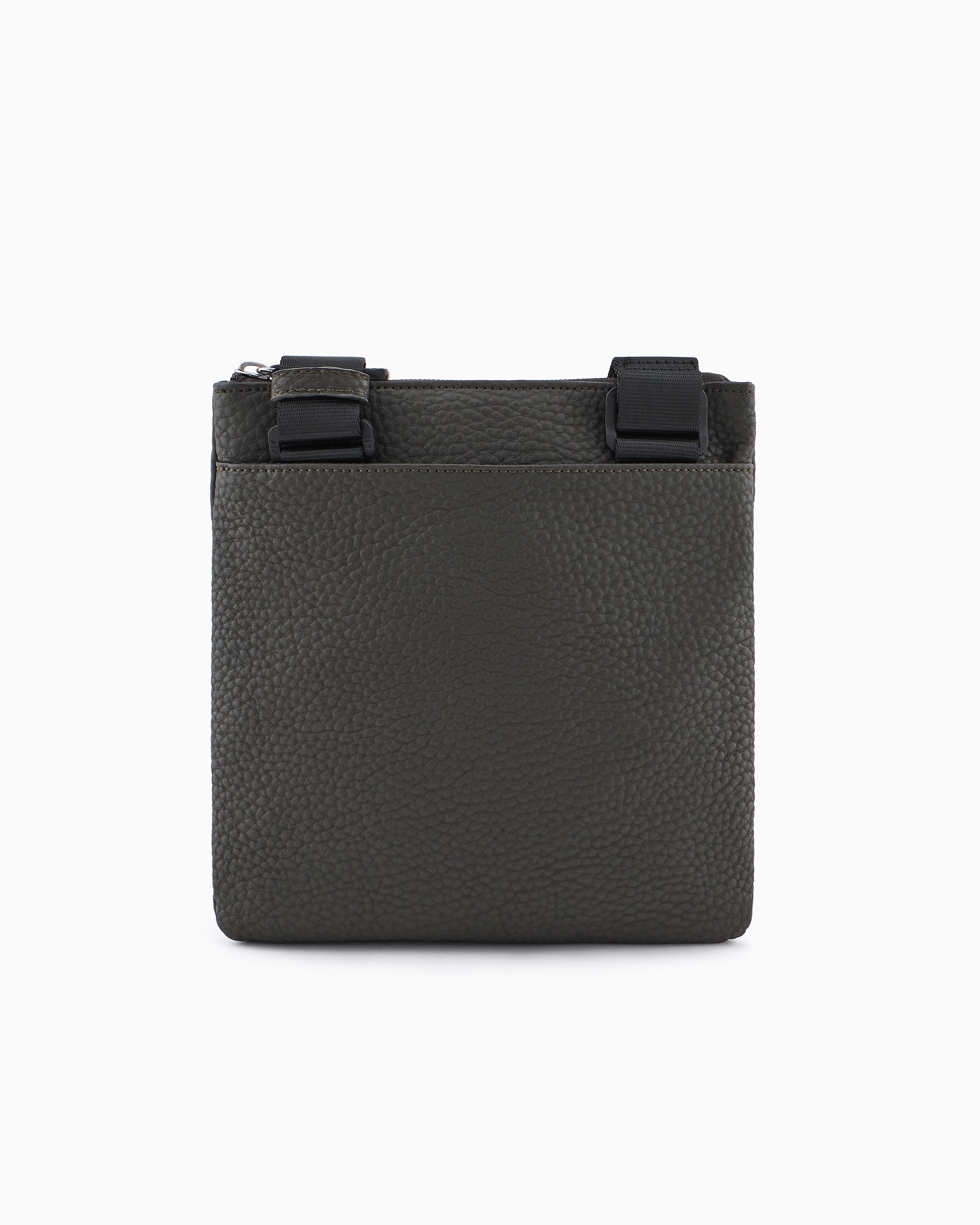 Shop Armani Exchange Flat Crossbody Bag With External Pocket In Verde Militare