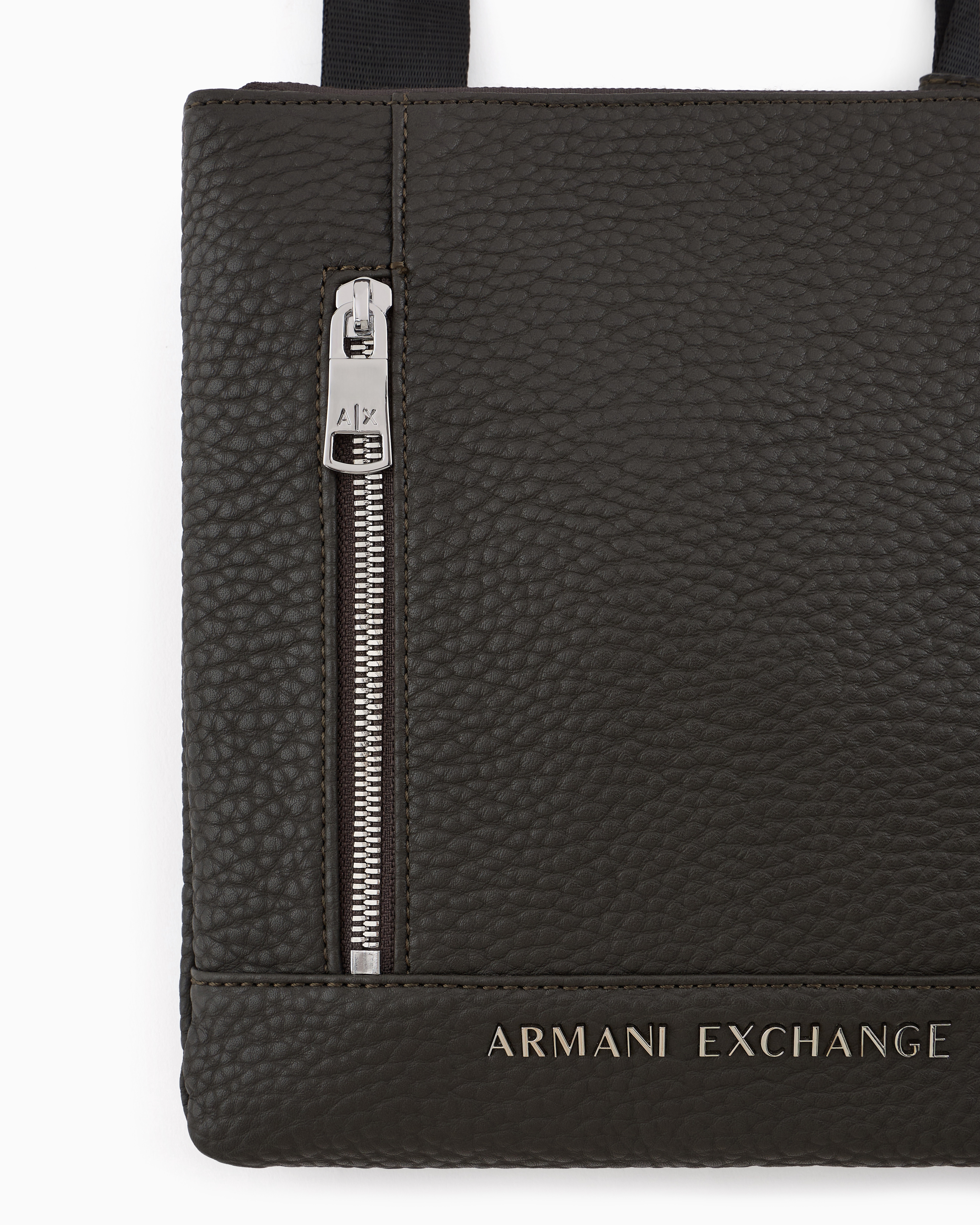 ARMANI EXCHANGE FLAT CROSSBODY BAG WITH EXTERNAL POCKET