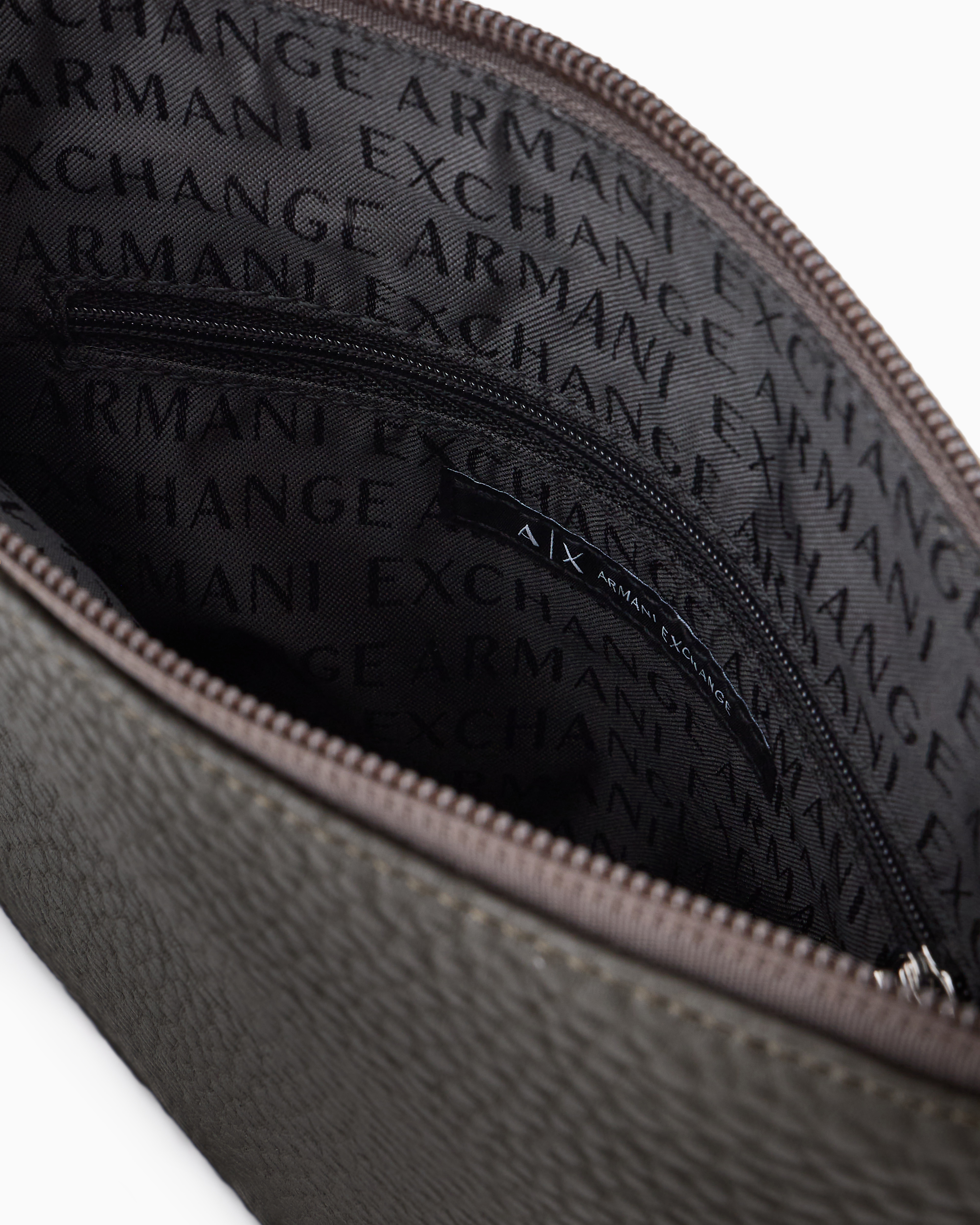 Shop Armani Exchange Flat Crossbody Bag With External Pocket In Verde Militare