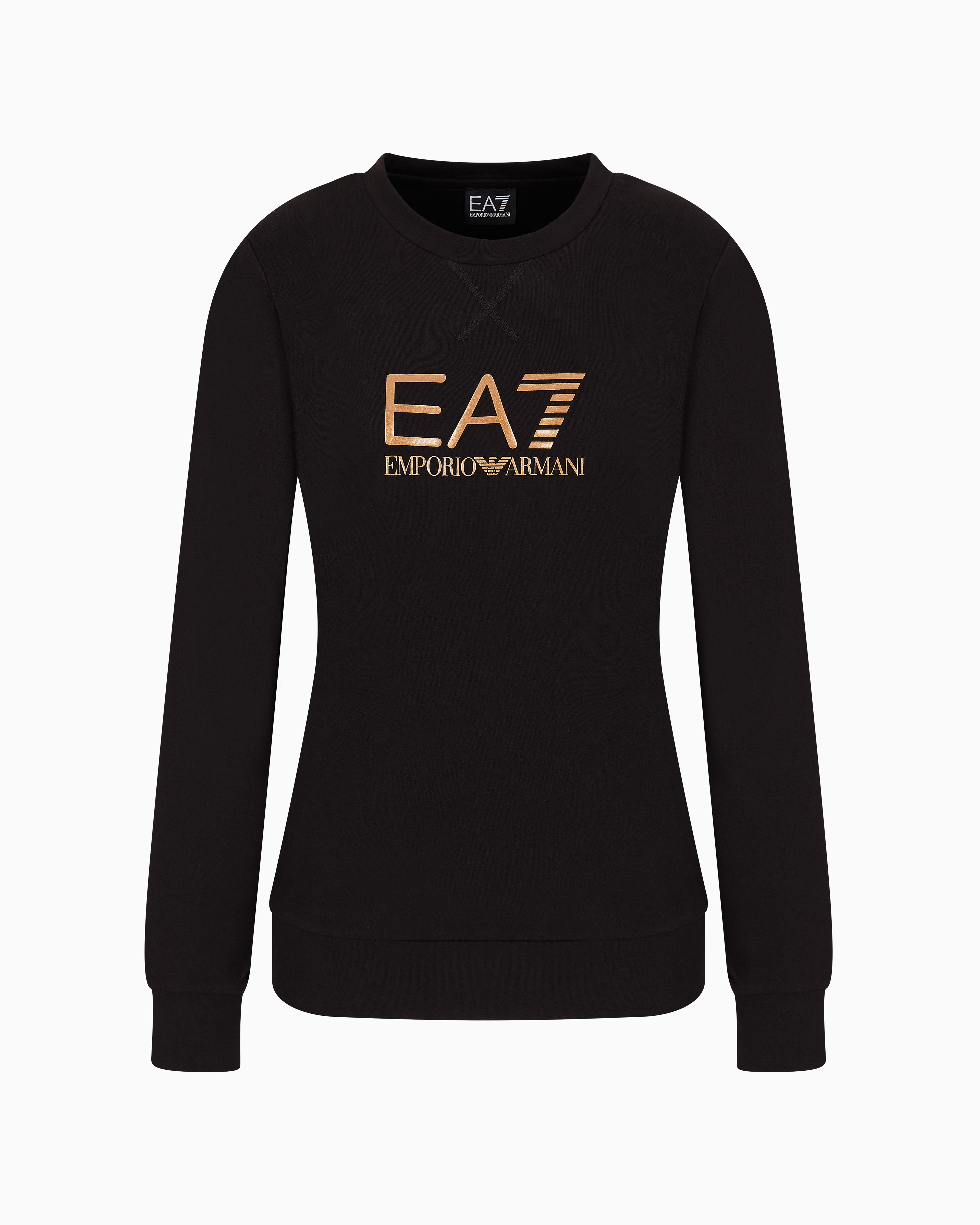 Ea7 Official Store Sweatshirt Mit Rundhalsausschnitt Aus Baumwollstretch In Black