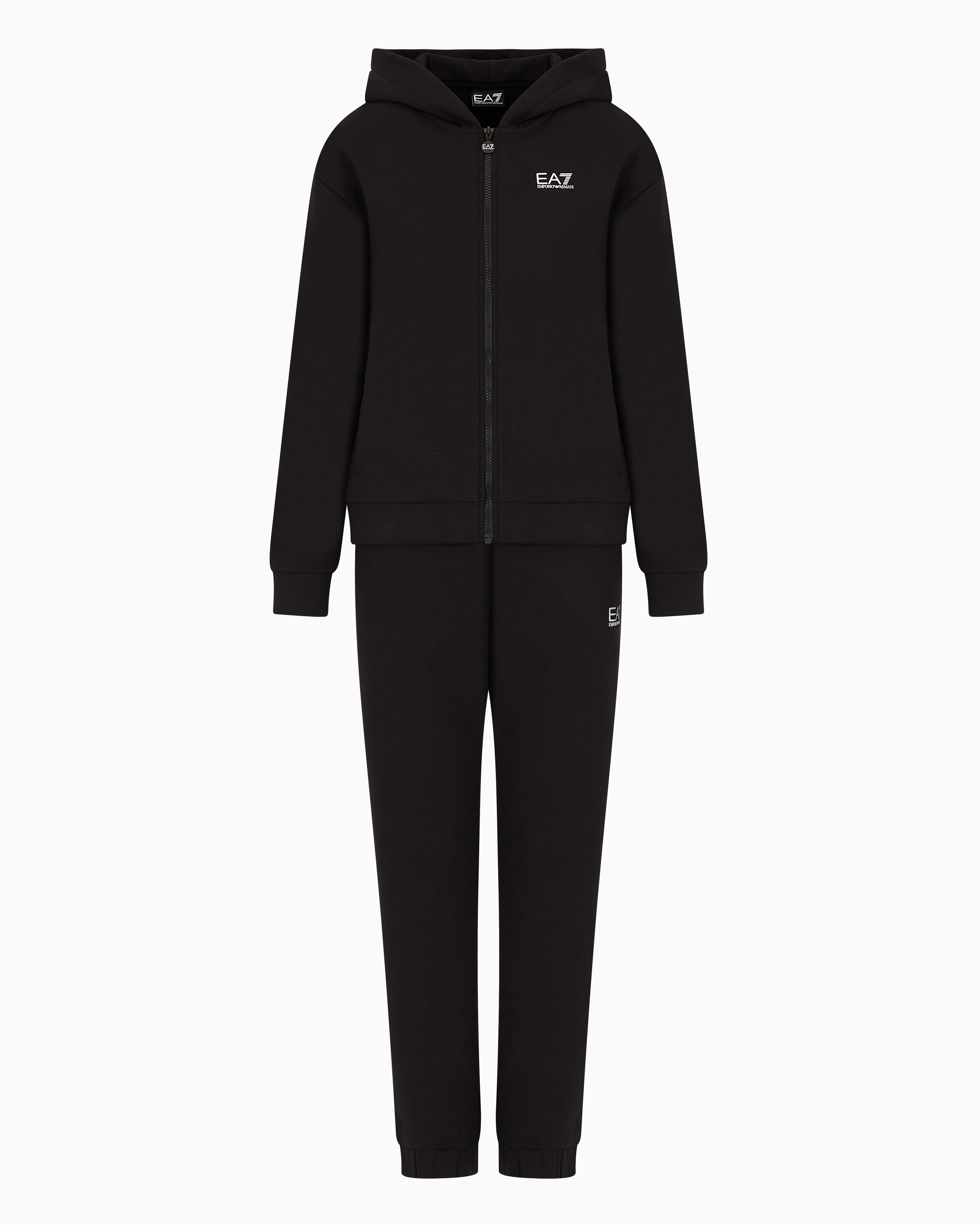 Ea7 Official Store Logo Series Cotton-blend Tracksuit In Black